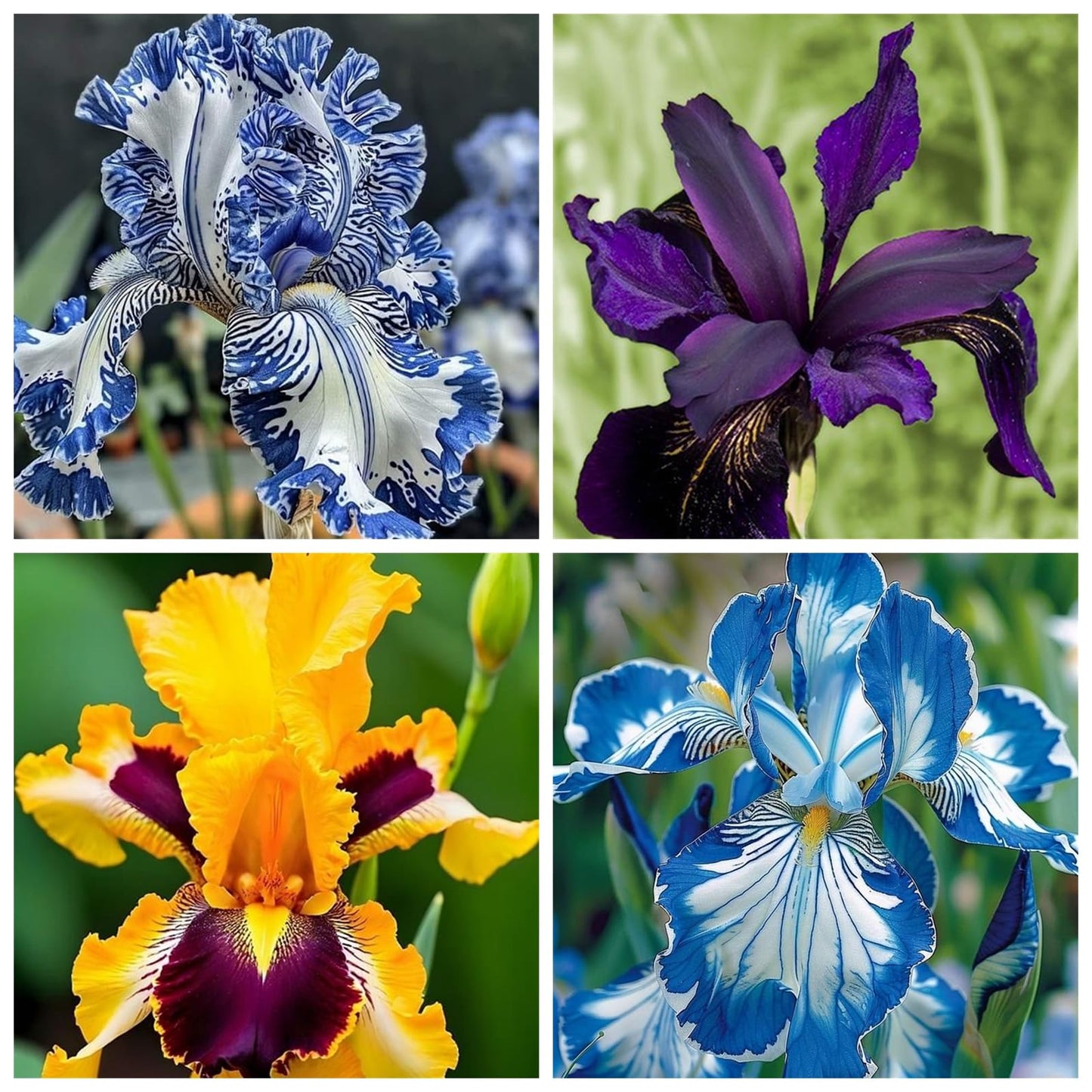 YIJKDSC Bearded Iris for Planting - Magical Hardy Balcony Rare Species, Simple to Grow, Ornamental Value e (6bulbs)