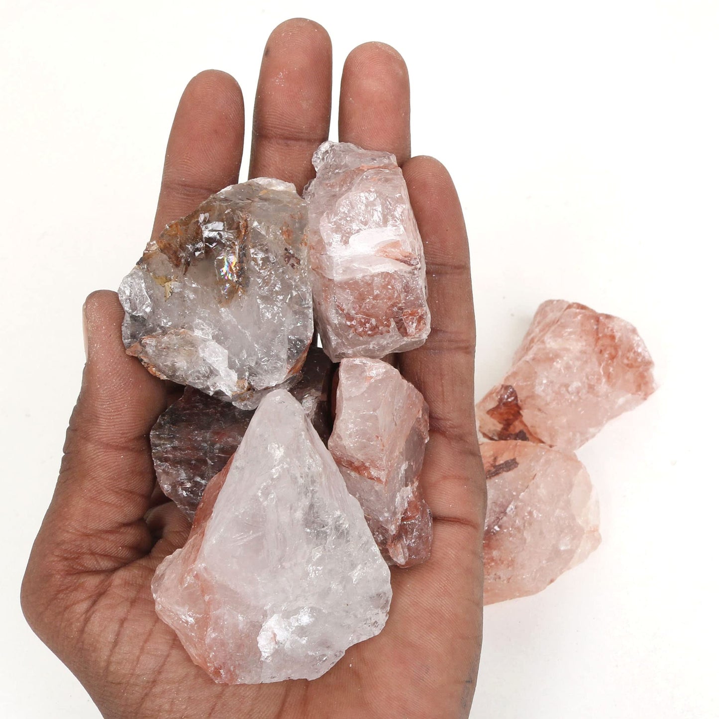 REAL-GEMS Natural Raw Healing Crystals Rough Stones for Tumbling, Cabbing, Polishing, Wire Wrapping, Wicca & Reiki Crystal Healing, Mix Gemstones,7 Chakra (Blood Quartz)