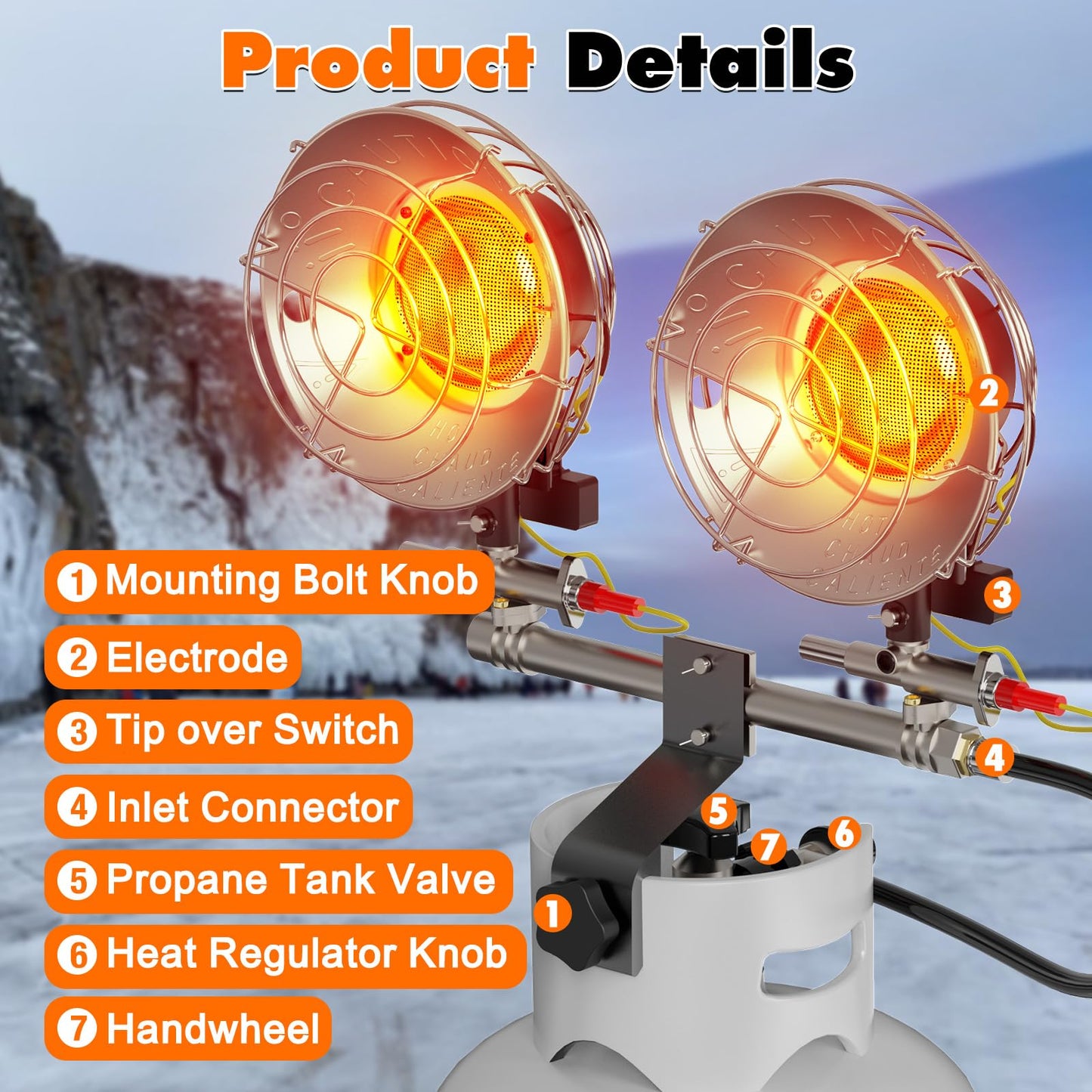 SISUPASSIE 30000BTU Propane Heater, Portable Propane Heater for Outdoor Use with 3 Adjustable Modes and Safety Shut-off Valve for Patio, Camping, Fishing, Garage