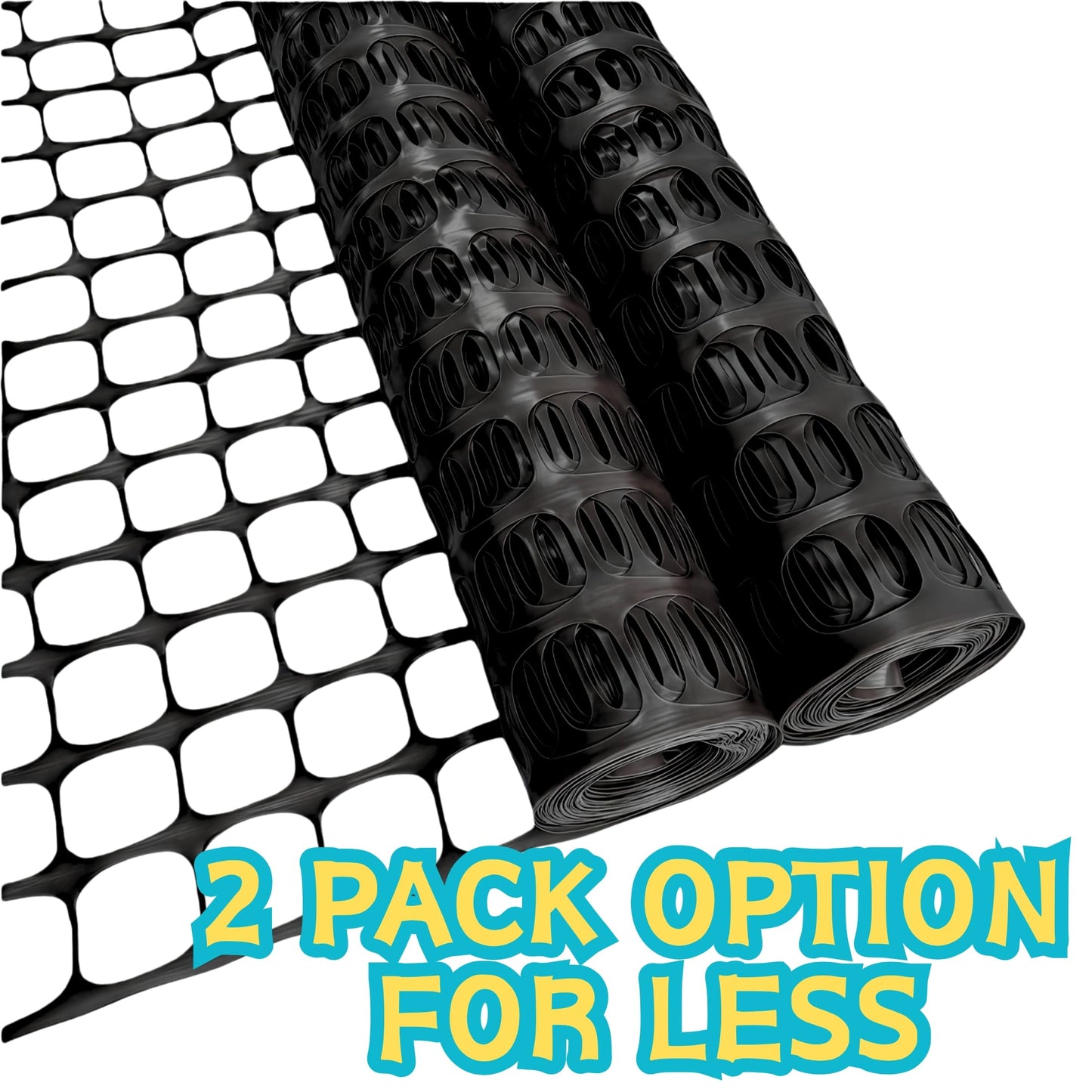 PotatoLife Plastic Mesh Fence Safety Fence, 4'x100' Roll with 100 Zip Ties, Resuable Temporary Netting for Garden Fencing, Construction, Snow Fencing, Animal Barrier, Poultry, Deer, Patio, Black