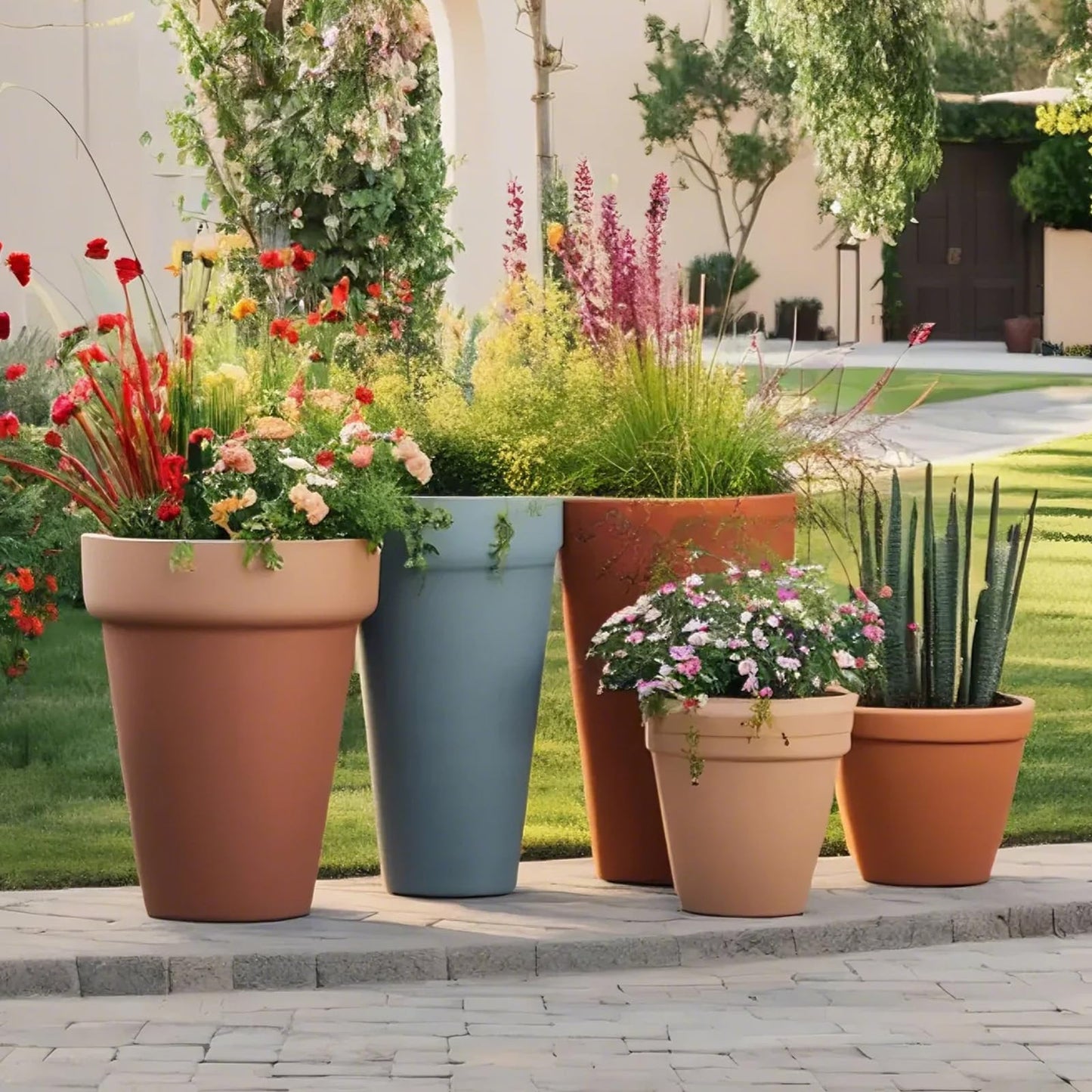 2 Pack Plant Riser Inserts for Large Pots, 8 in/10 in Interchangeable Sturdy Planter Inserts & 11 - 17 in Adjustable Height Lifters Planter Filler for Indoor & Outdoor Various Shapes Pots(Black)