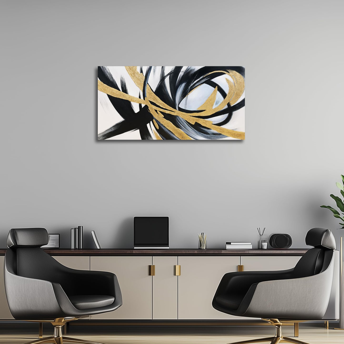 JBD JIETUAN Abstract Canvas Wall Art Black Wall decor for Living Room Minimalist Line Art Canvas Painting Modern Textured Canvas Print Bedroom Office Home Decor 24x48 Inches