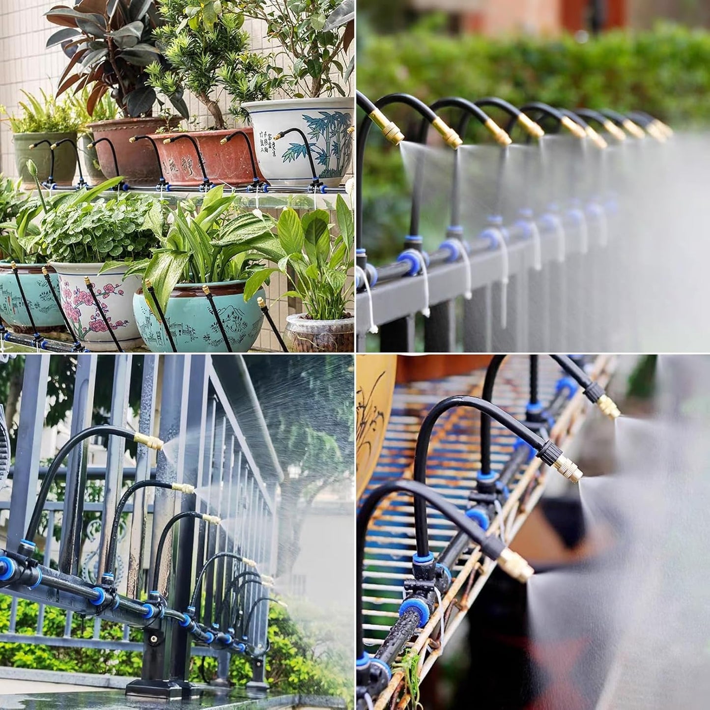 360° Adjustable Drip Irrigation System - Compatible 1/4" Irrigation System, 50FT Garden Watering Atomizing System with 15 Nozzles, Greenhouse Accessories for Yard, Lawn, Plants, Garden (66Ft)