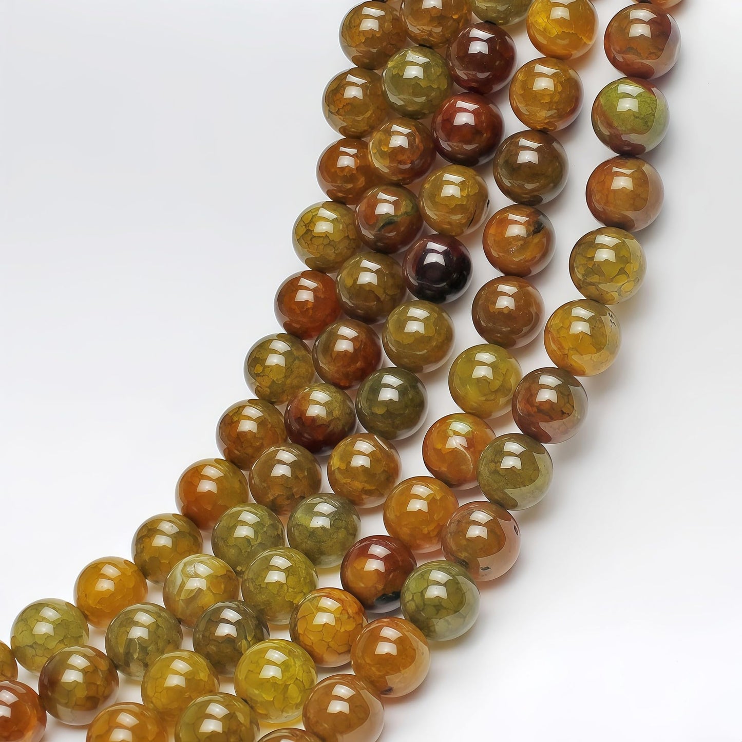 MJDCB Natural Ancient Crack Agate Beads Yellow Dragon veined Stripe Agate Round Stone Beads for DIY Necklace Bracelat Jewelry Making 15" (6mm)