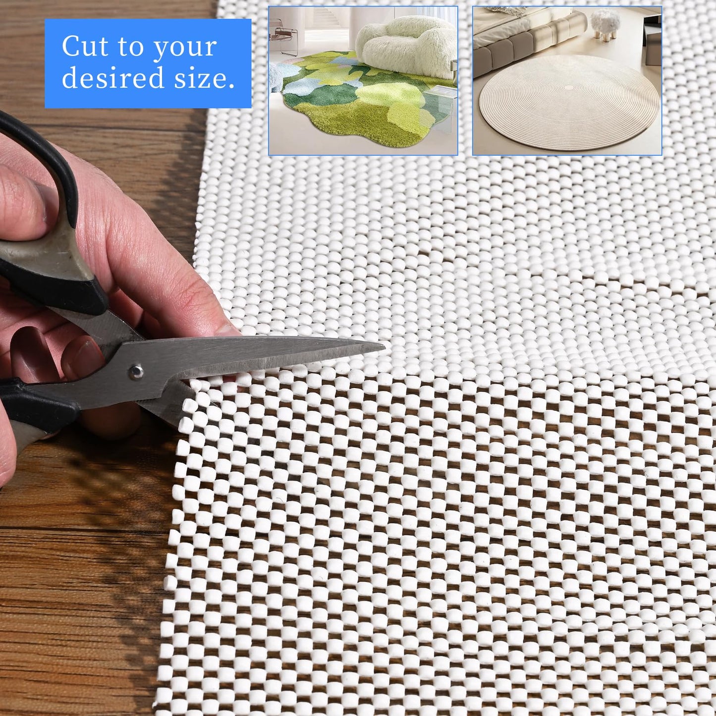 Non Slip Rug Pad Gripper 4x6 FT for Hardwood Floors, Eco-Friendly Anti Skid Mat Under Area Rugs, Keeps Rugs Safe and Flat, Odorless Cushioned Pad for Floor Protection, Easy to Trim Multi-Use Mat