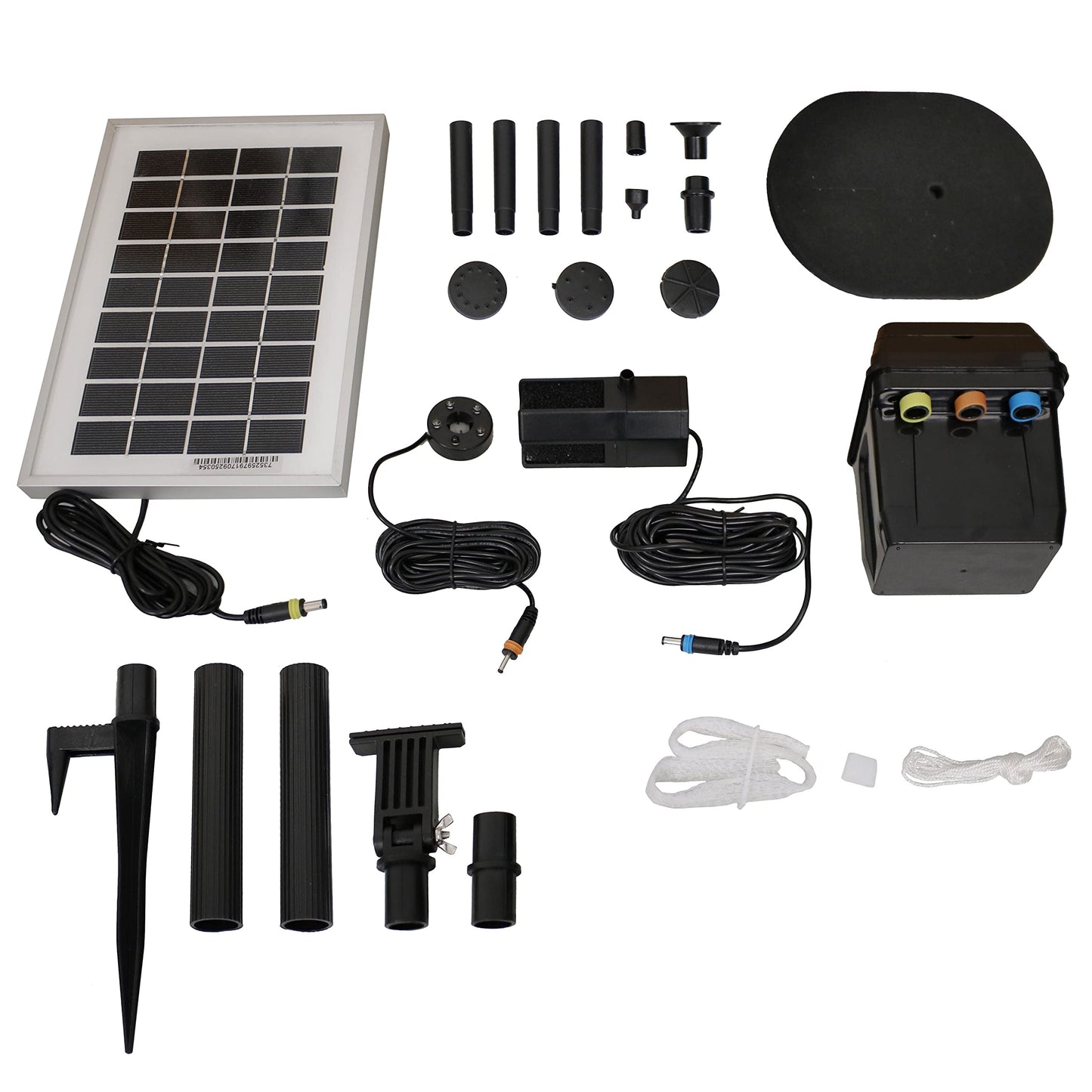 Sunnydaze 66 GPH Submersible Solar Water Pump - 36-Inch Lift - Solar Panel Kit with Battery Pack and LED Light for Fountains and Bird Baths