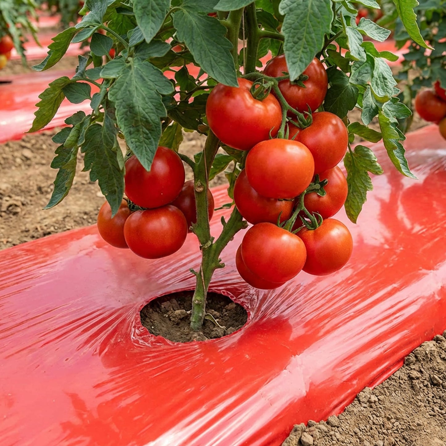 2Pack 4 Mil Embossed Red Mulch Garden Plastic Film, 4ft X 25ft Red Agriculture Crops Grow Film, Planting Mulch Films for Potato, Tomato, Eggplant, Strawberry