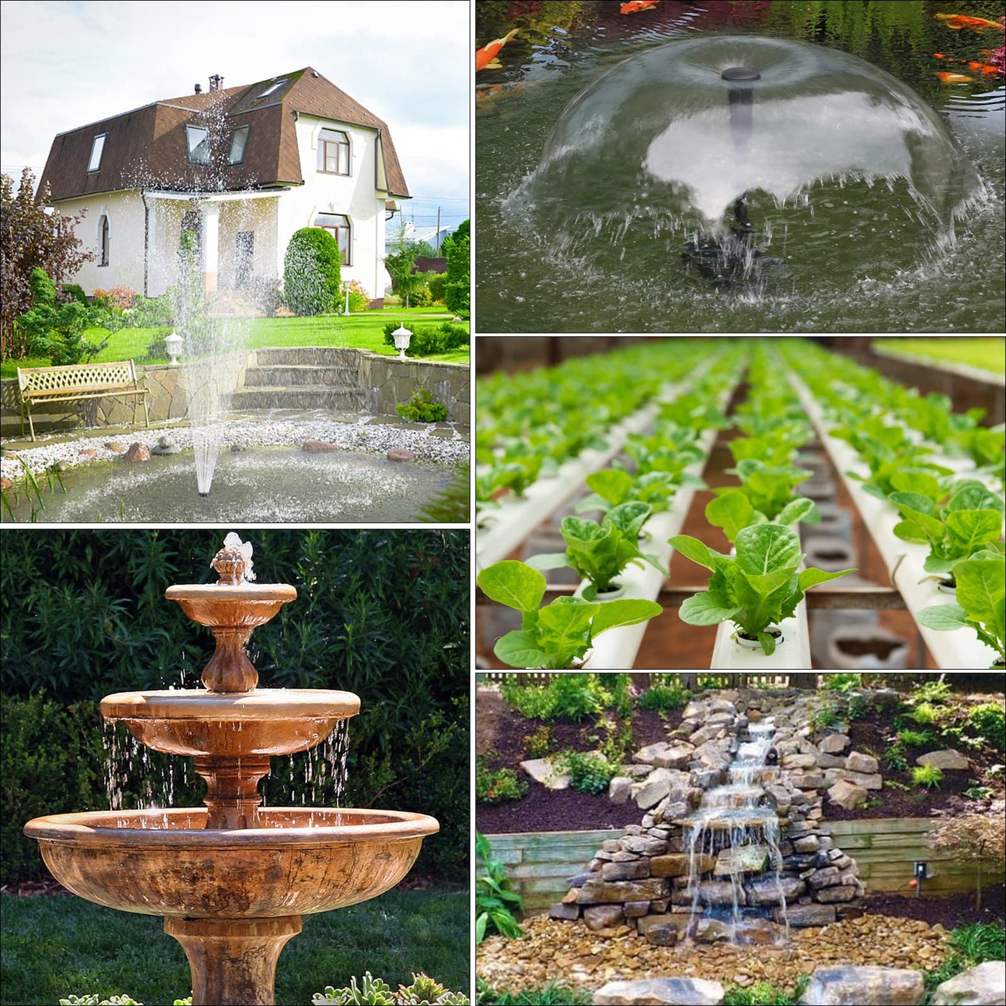 FEOXSHAL 15W Solar Fountain Pump, 190GPH Submersible Solar Powered Water Pump with Adjustable Flow & 4 Nozzles, Anti-Clog Barrier Bag for Bird Bath, Outdoor Pond, Garden Water Features, Pool