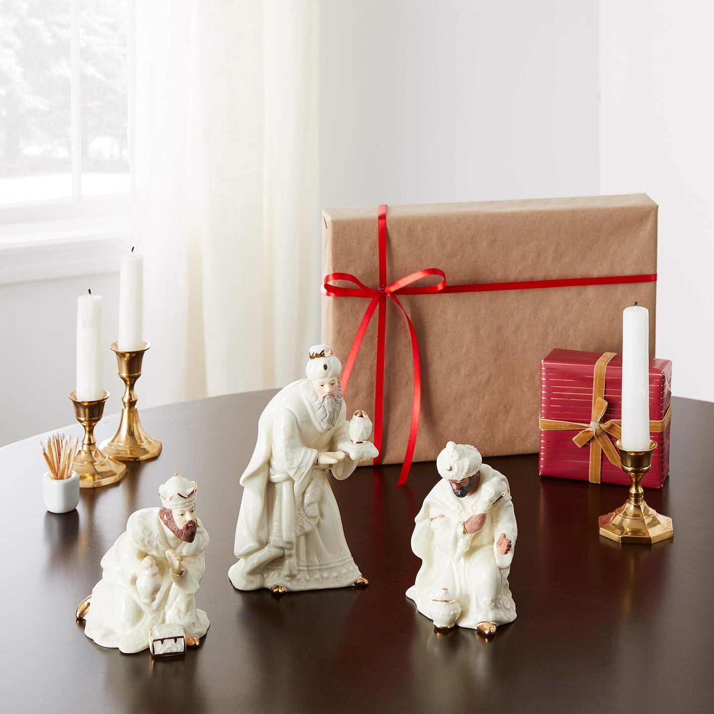 Belleek Living Three Kings Nativity Figurine Set, 5.5" H, 4.7" H, 7.2" H Tall, Handcrafted Porcelain Christmas Figures, Irish Decor