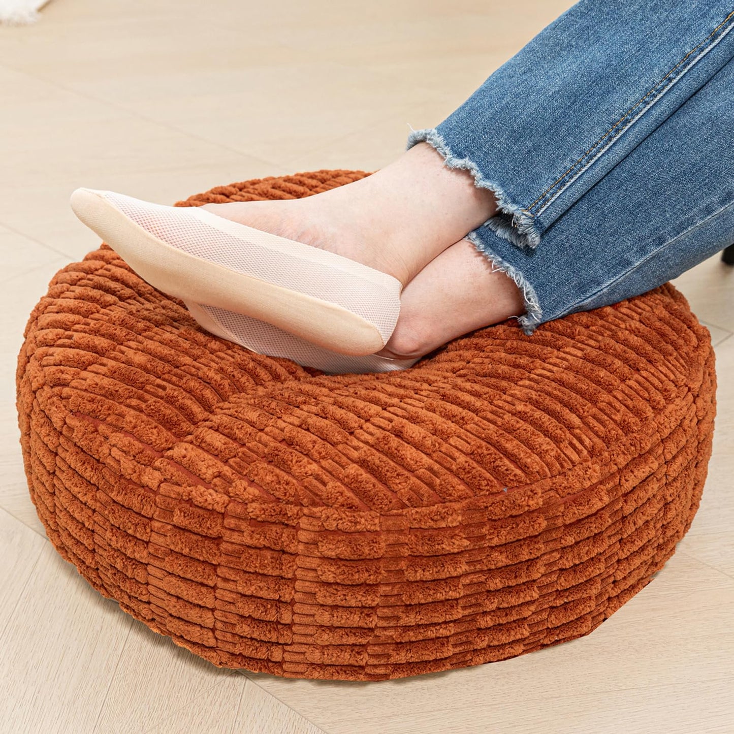 Asuprui Round Floor Pillow Soft Floor Cushion for Sitting Fur Meditation Pillow Premium Yoga Pillow for Living Room Bedroom Balcony Outdoor (Orange)