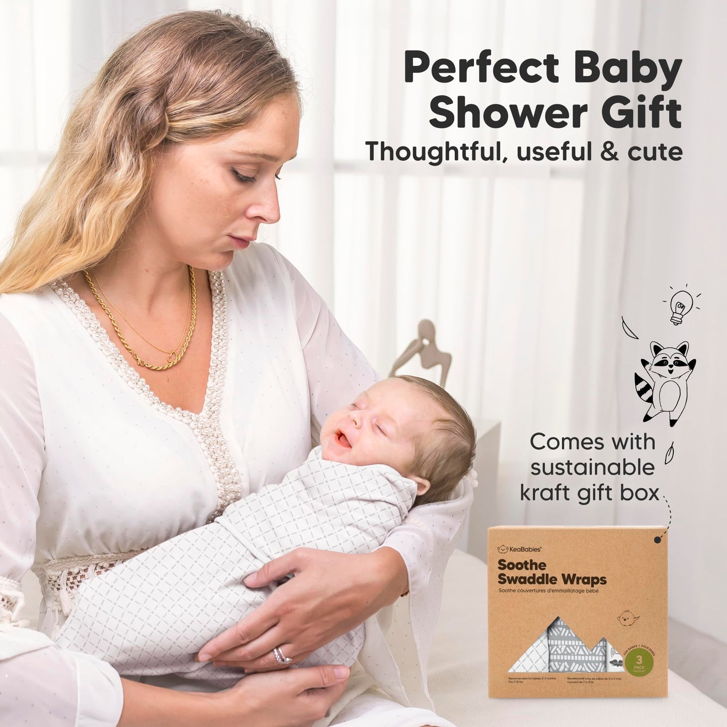 KeaBabies 3-Pack Organic Baby Swaddle Sleep Sacks - Swaddles for Newborns, Infant 0-3 Months, Baby Girls, Boys, Soft & Snug Newborn Sleep Sack, Nursery Swaddling Blankets (Nordic, OS)