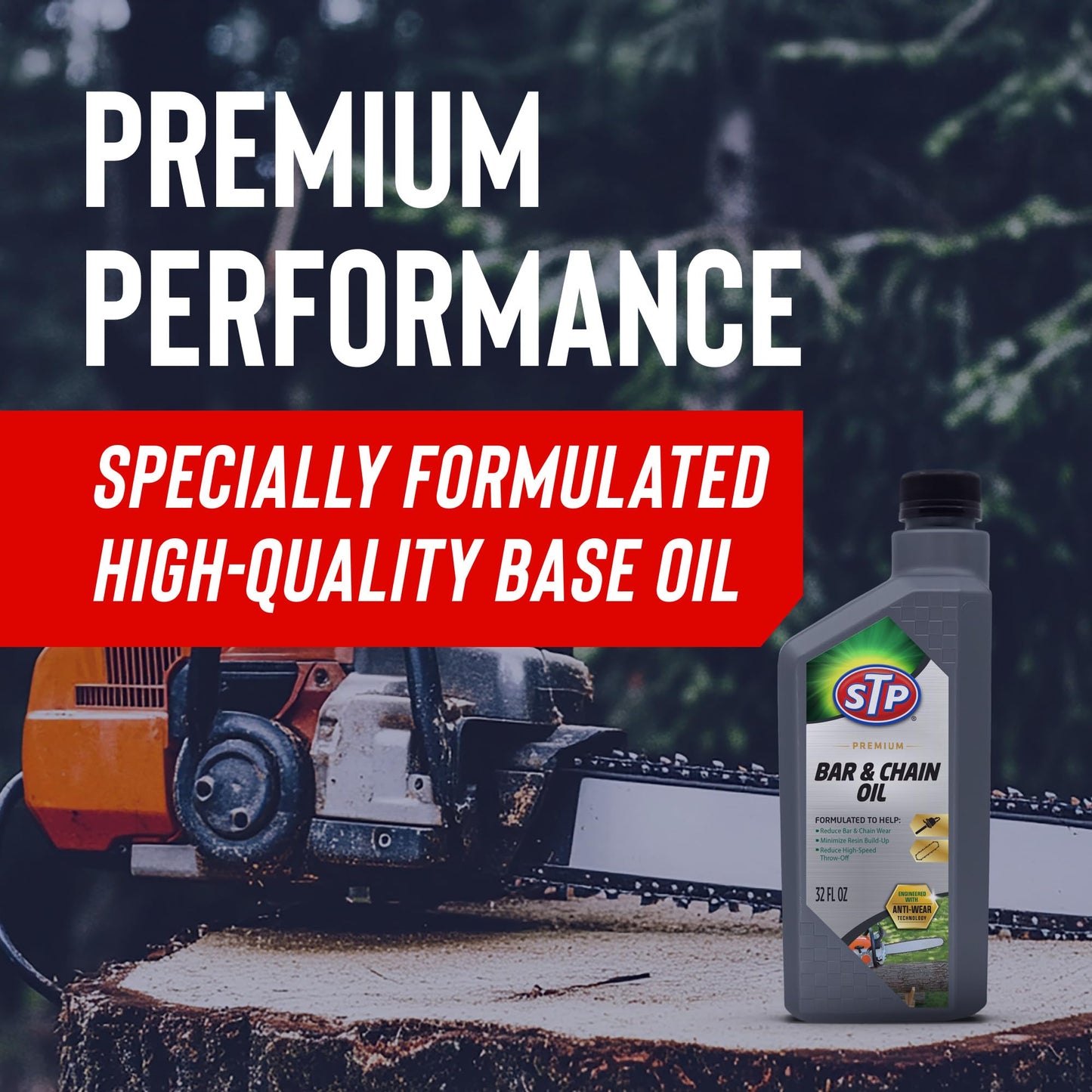 STP Premium Bar and Chain Oil, Tools and Chainsaw Oil Treatment Reduces Bar and Chain Wear, 32 Oz
