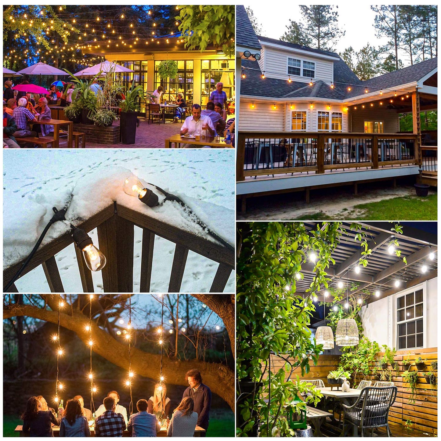 Mlambert 3 Color Outdoor LED Dimmable String Lights for Patio with Remote, Plug in 48FT Waterproof Shatterproof Edison Bulb Lights for Bistro Pergola