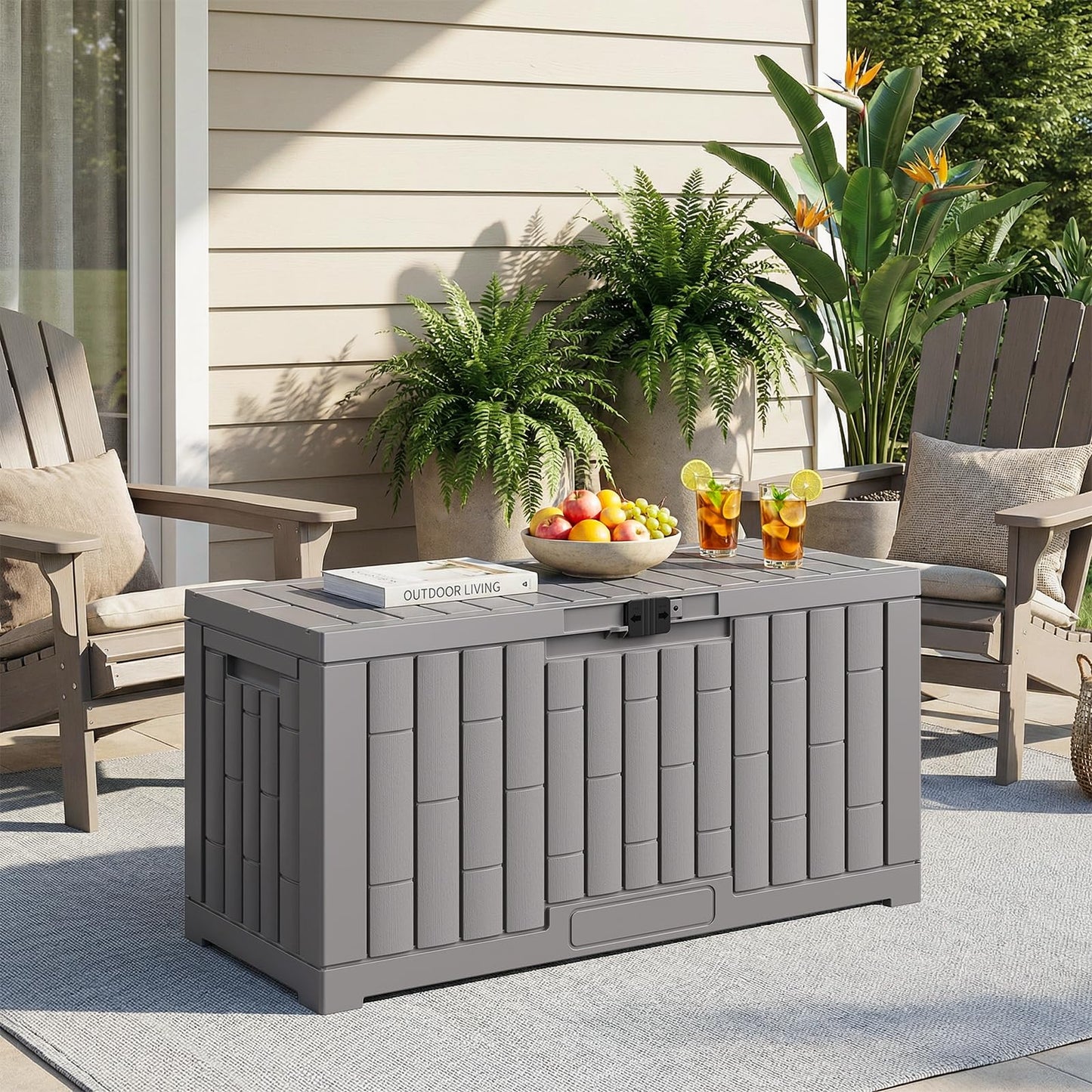 Jocoevol Deck Box 60 Gal, UV Resistant & Waterproof Outdoor Storage Box with Lock, Easy Assemble Storage Bins Container for Pool Patio Garden