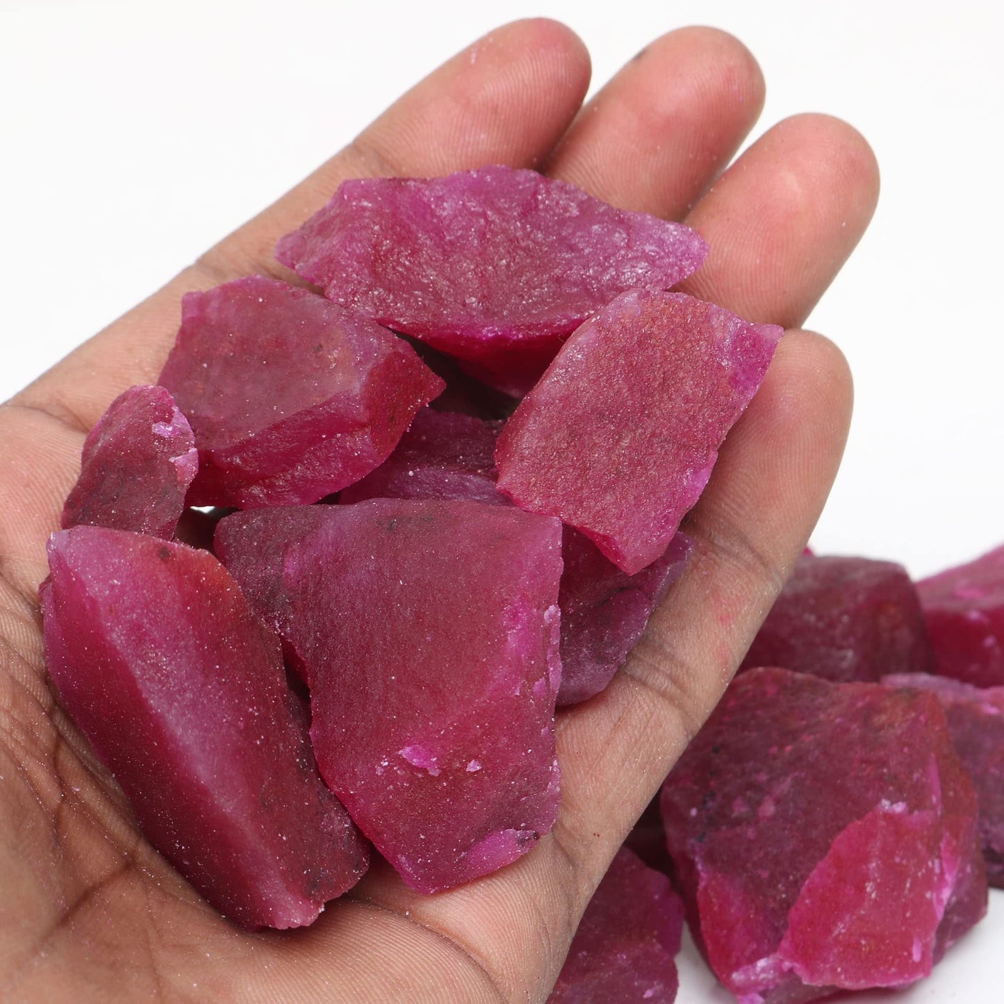 REAL-GEMS Natural Raw Healing Crystals Rough Stones for Tumbling, Cabbing, Polishing, Wire Wrapping, Wicca & Reiki Crystal Healing, Mix Gemstones,7 Chakra (Red Ruby)