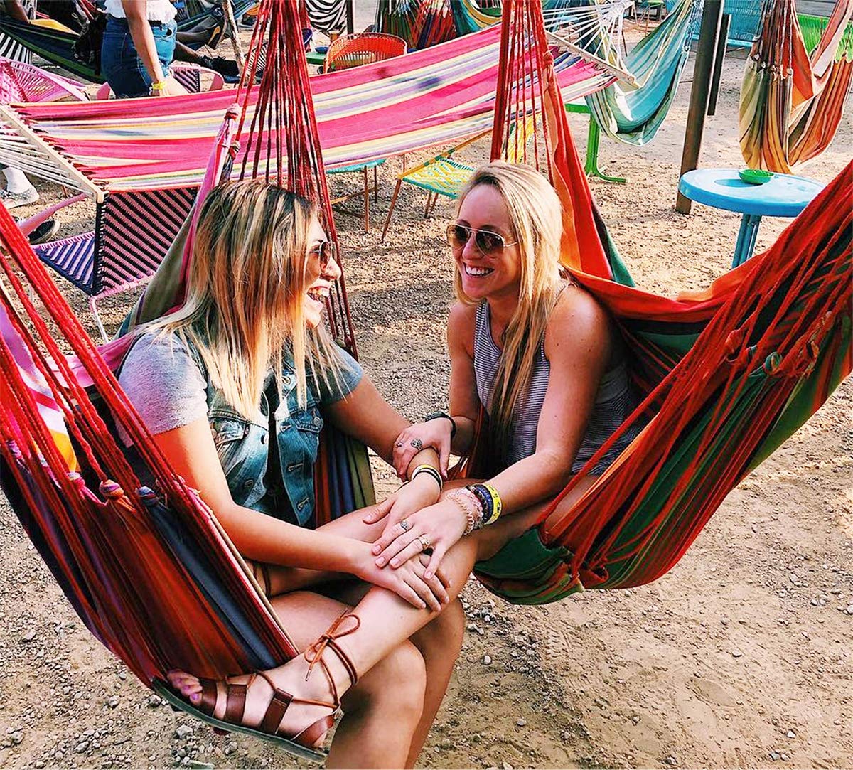 Hammock Chair Hanging Rope Swing Seat for Indoor Outdoor, Sturdy Cotton Weave Hammock Swing, Max 300Lbs Hanging Hammock Chair (Pole and Pillows NOT Included, Gray)