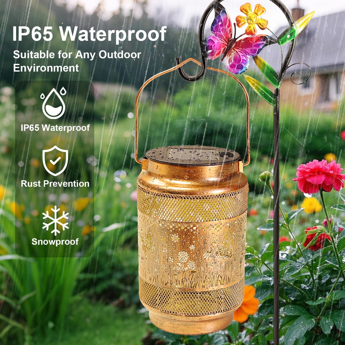 Butterfly Solar Lanterns Outdoor Waterproof with Shepherd Hook, Gifts for Mothers Day Birthday Women Mom Grandma, Metal Solar Hanging Lights Garden Decor for Outside Yard Patio Pathway Backyard Porch