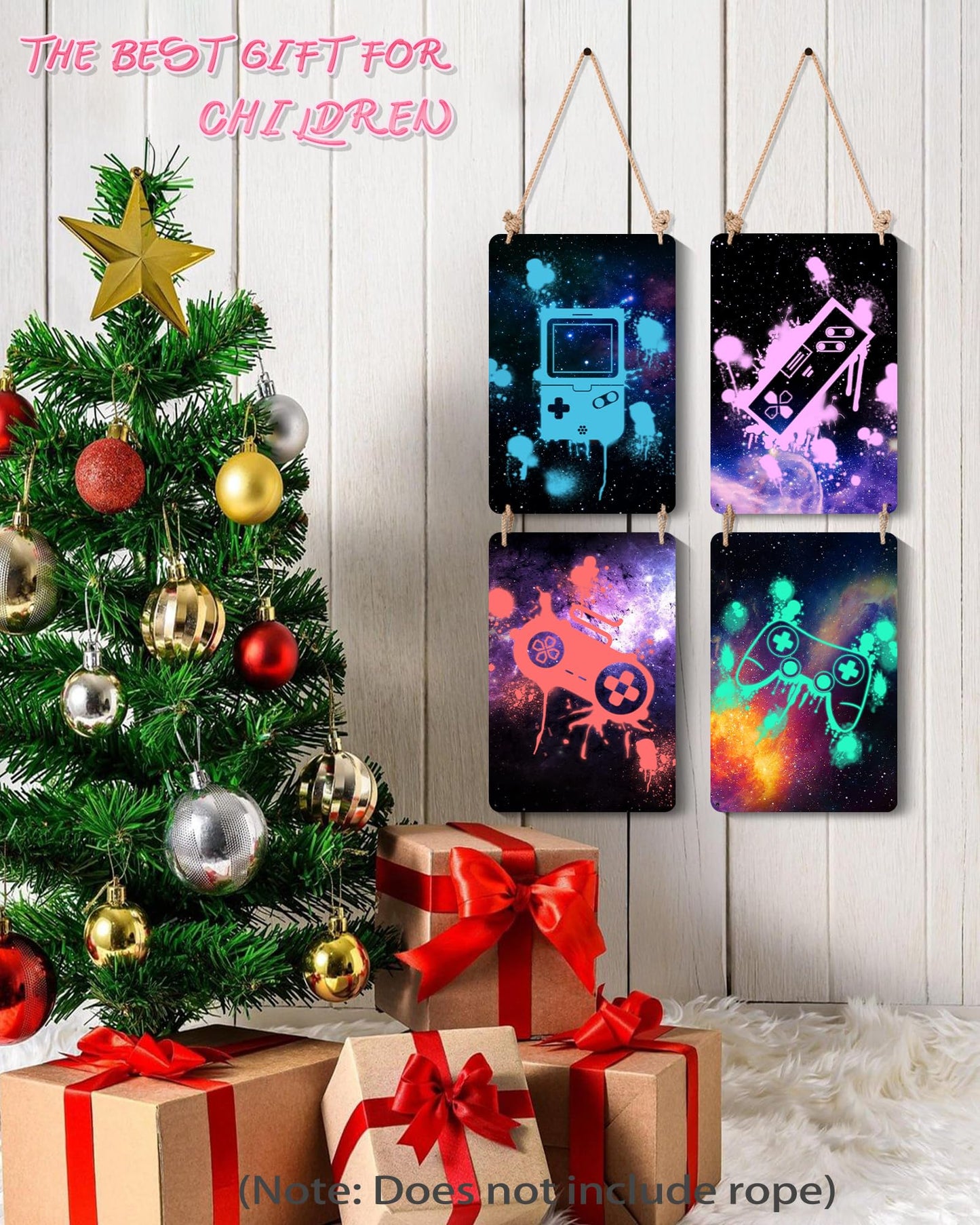 Drsoum Video Gamer Room Decor for Boys Gaming Wall Decor Neon Gaming Room Metal Sign 12 x 8 Inch Set of 4 - Gamer Wall Decor Teenage Boy Room Decor