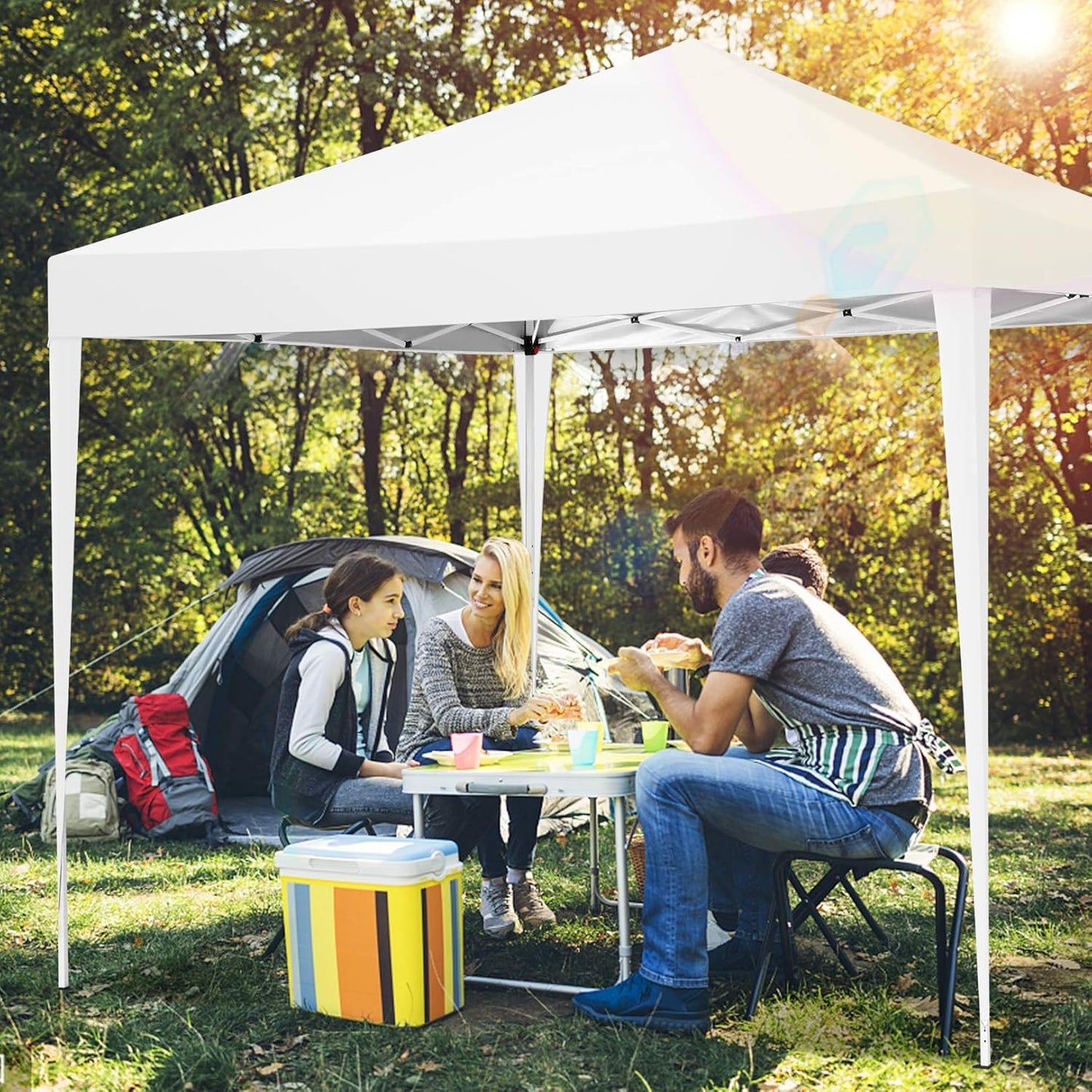 COBIZI 10x10 Pop up Canopy Tent, 10 by 10 Easy Setup Pop up Gazebo with 4 Sidewalls & Center Lock, Small Portable Instant Waterproof Outdoor Tent Canopy for Patio Backyard Vendor Event Sports (White)