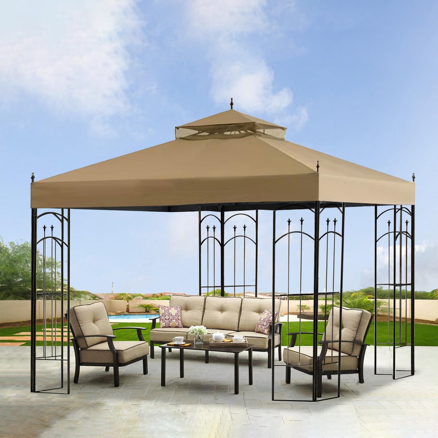 SCOCANOPY Gazebo Replacement Cover Top Fit for Winslow Gazebo (10X10 FT) Modle # L-GZ038PST-3A, (Beige)