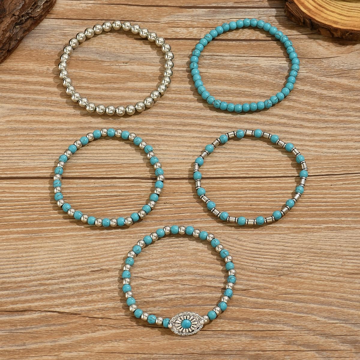 LOTSOF Western Turquoise Beaded Bracelet, Chic Stack Beaded Western Style for Country Concerts, Cowgirl Outfits & Boho Jewelry (Western Bracelets)