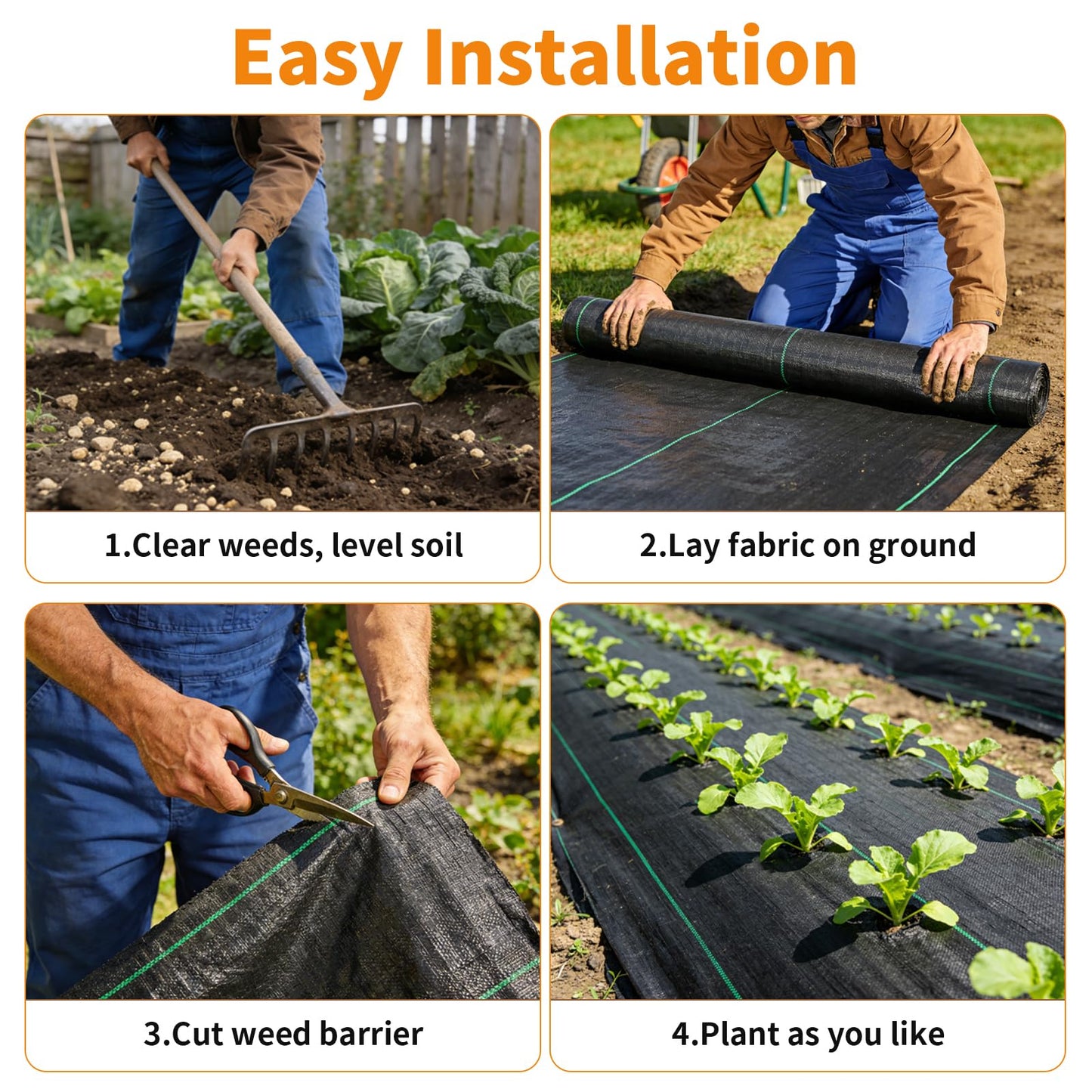 AMAGABELI GARDEN & HOME 4ft x 100ft Weed Barrier Landscape Fabric 5.8oz Garden Cloth Heavy Duty Weed Control Blocker Mat Gardening Ground Cover Durable Woven Geotextile Fabric Driveway Underlayment