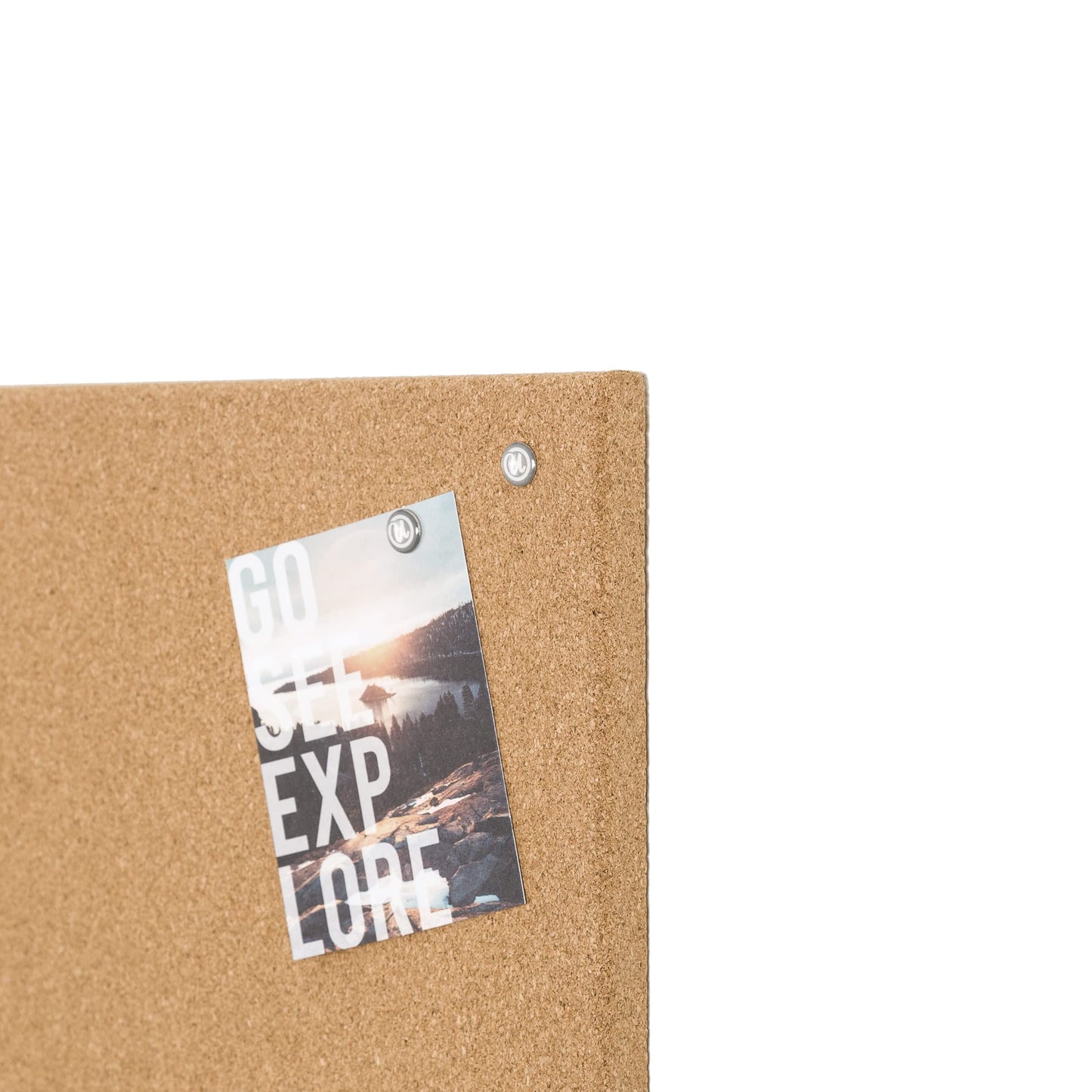 U Brands Frameless Square Cork Bulletin Board, Office Supplies, 14” x 14”, Natural, with Push Pins, 1 Count