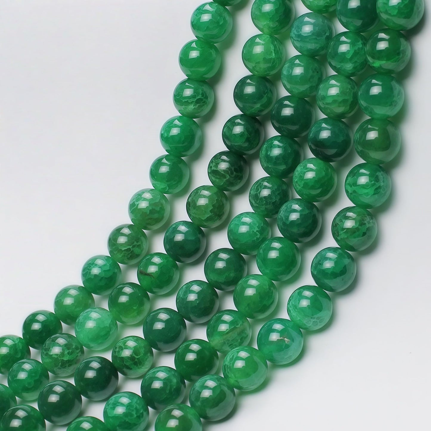 MJDCB Natural Stone Beads 8mm 43pcs Round Green Dragon Vein Agate Loose Gemstone Bead Charms for Jewelry Making Bracelet Necklace Earring Pendant
