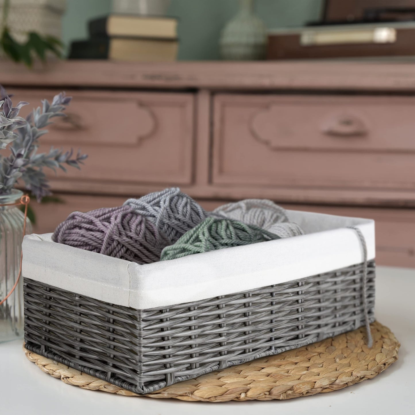 Brookstone Wicker Shelf Storage Basket Decorative Shelf Bin, bathroom organizers and storage, Boho Living Room Decor, Spring Storage 2026 - Single Basket