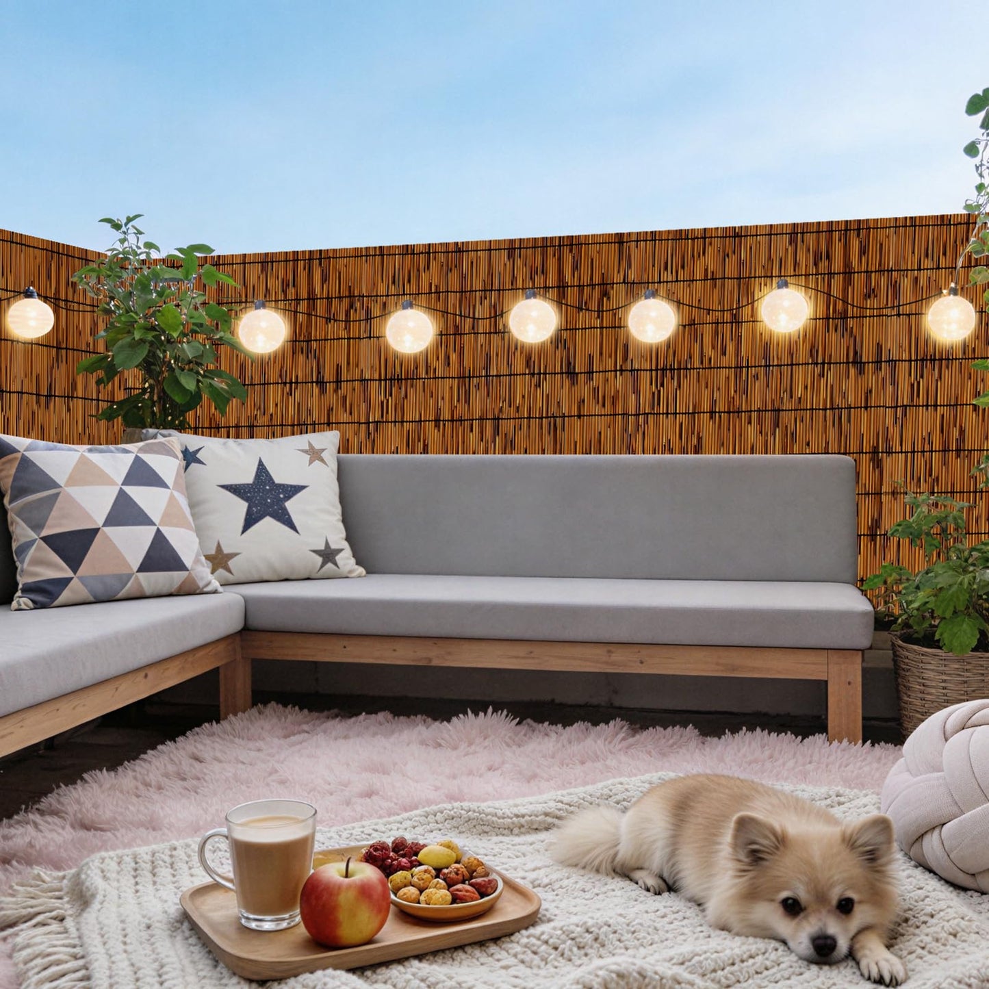 GALTEED Bamboo Reed Fence Roll,Decorative Reed Fencing 4ft High Roll Reed Screen,Balcony Reed Fence Bamboo Screen Fencing for Outdoor Backyard Patio (4X19.6FT)