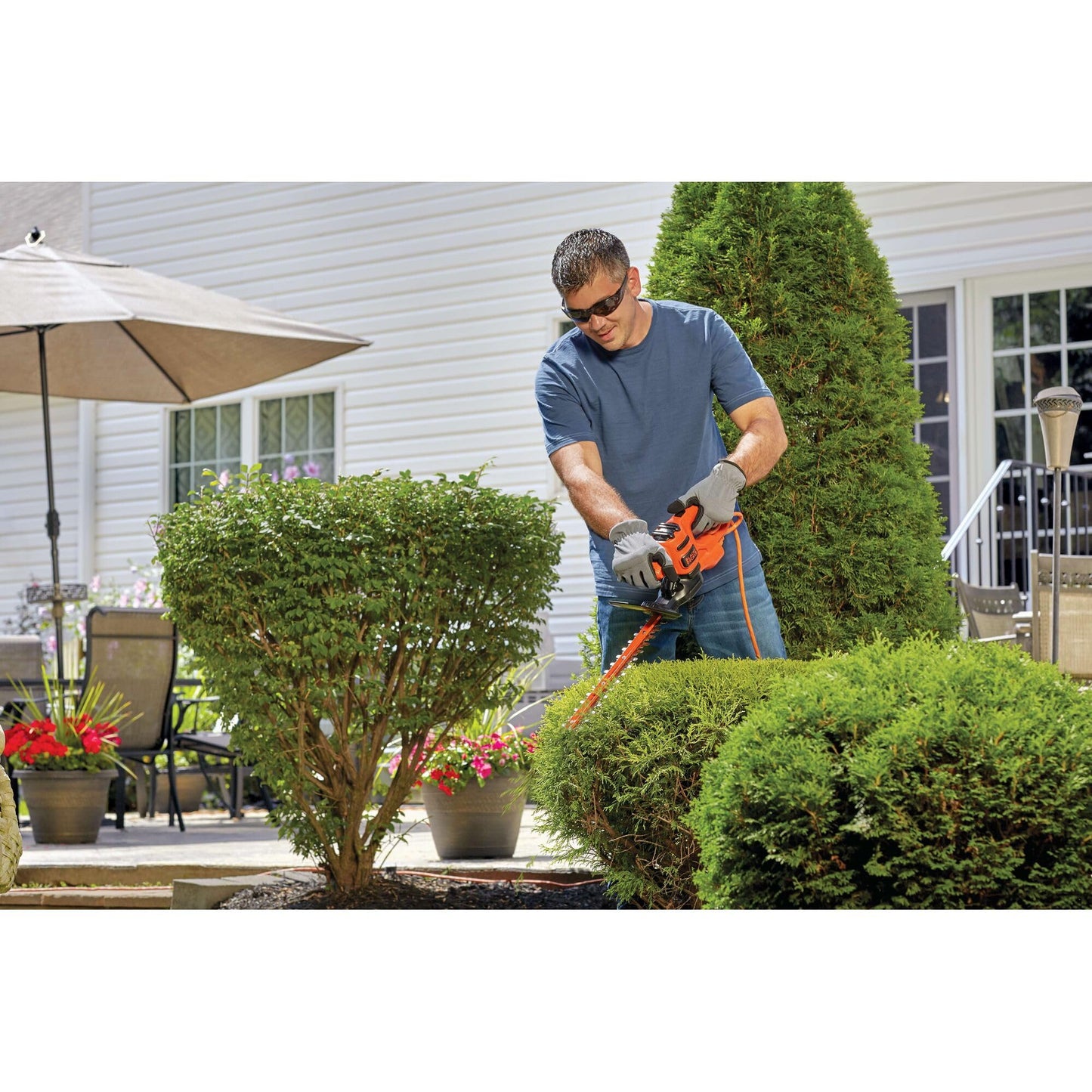 BLACK+DECKER Electric Hedge Trimmer, 17-Inch Corded 3.2 Amp, Dual Action, Reduced Vibration, Cleaner Cut, Lightweight, 3800 Cuts per Min (BEHT150)