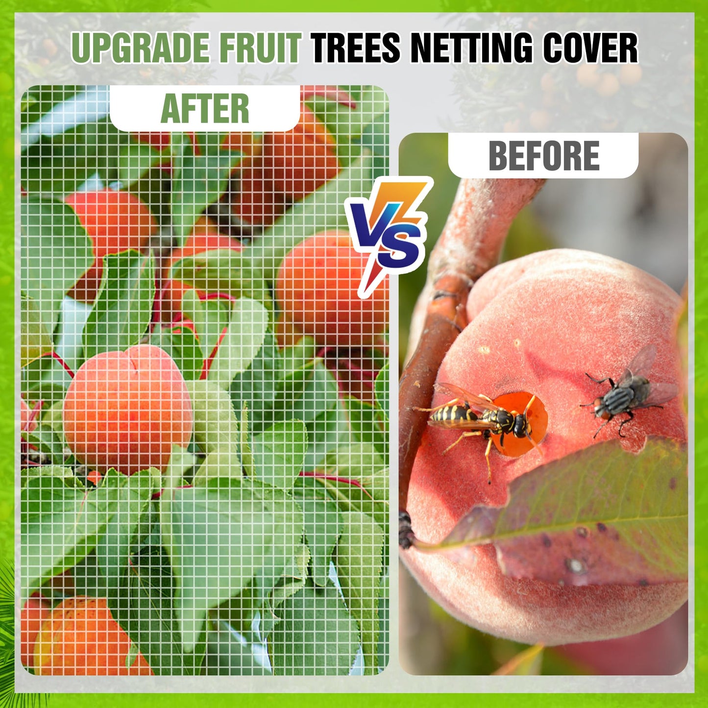 10 X 14FT Large Fruit Tree Netting, Tree Nets for Fruit Trees with Zipper and Drawstring, Insect Netting Barrier for Garden Blueberry Bushes Cherry Peach Apple Protection from Squirrels Birds Pests