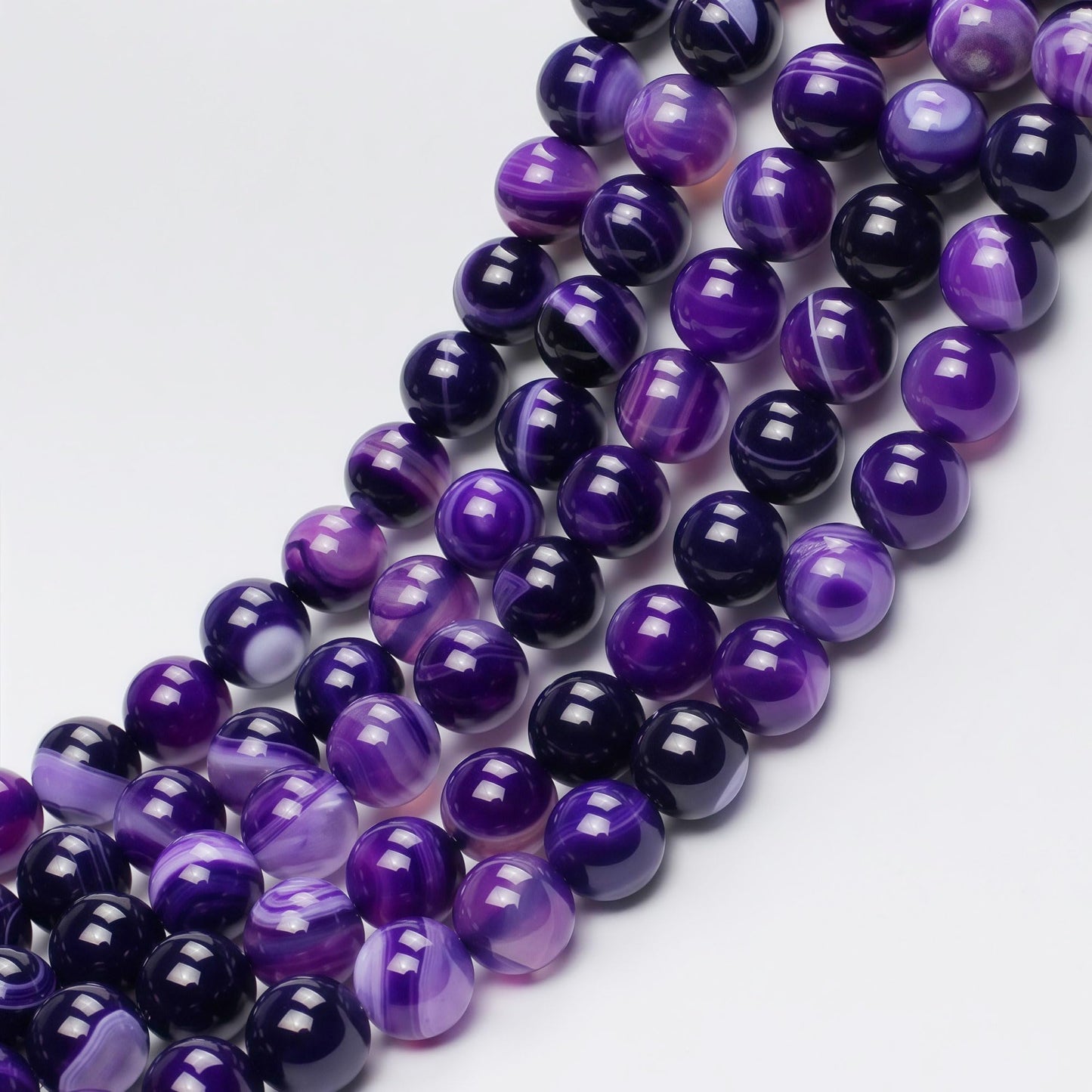 MJDCB Natural Stone Beads Purple Striped Agate Round Loose Beads for Jewelry Making DIY Bracelet Necklace (10mm)