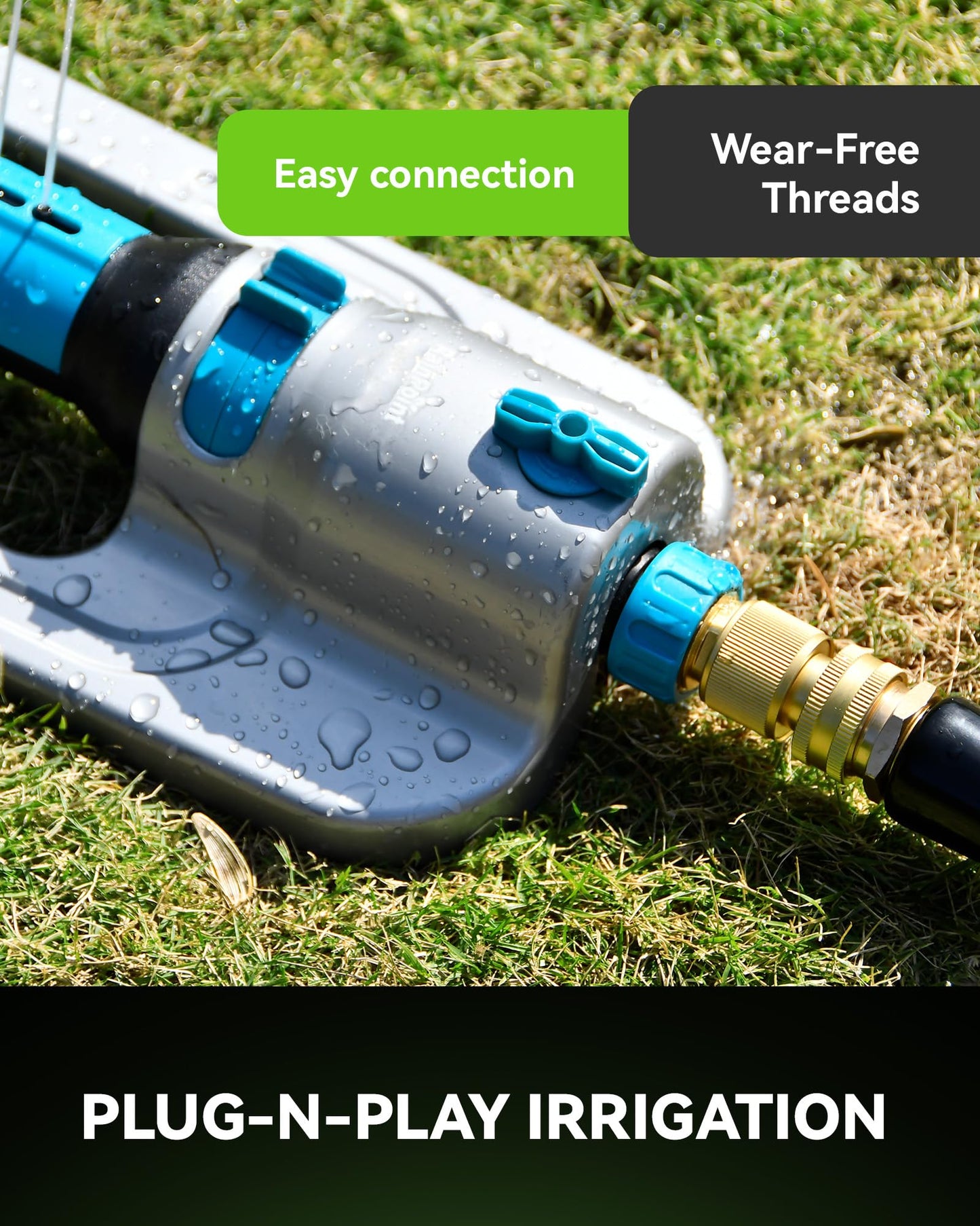 RainPoint Quick Connect Hose Fittings 3/4" GHT - Solid Brass Garden Hose Connectors, No-Leak Design & Universal Fit for Instant Connection (2 Sets)