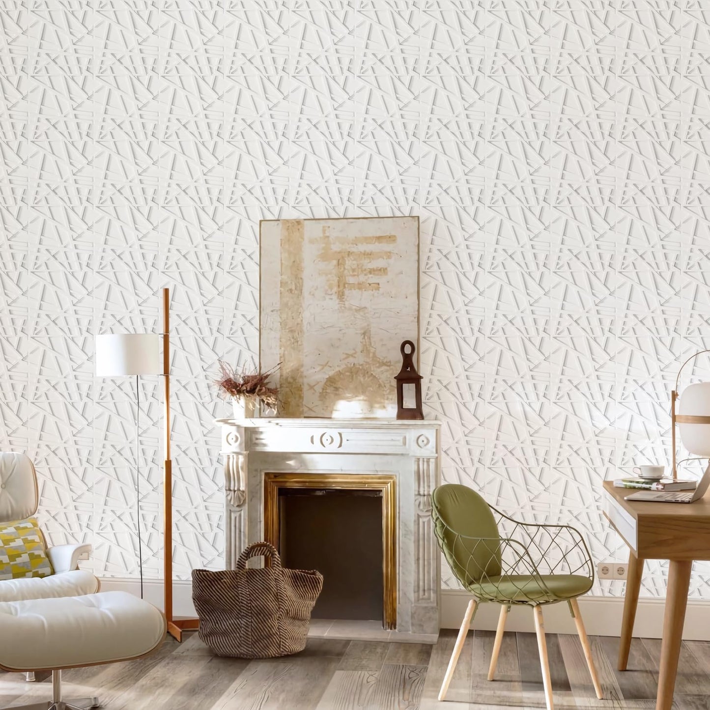 LEVOWAY 33 Pack 3D Wall Panels for Interior Wall Decor, 12''x12'' White Accent Textured Wall Panels, Wall Covering Panles for Living Room, Gaming Room, TV Background, Cover 32 Sq.Ft