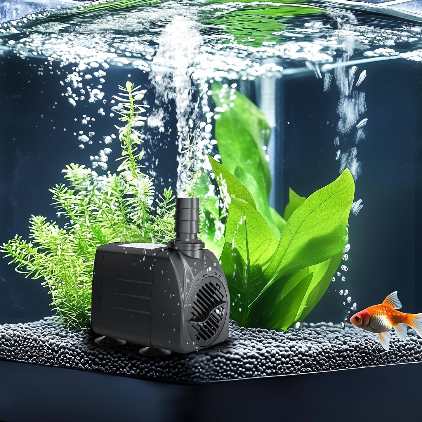 GROWNEER 550GPH Submersible Pump 30W Fountain Water Pump, 2000L/H, with 7.2ft High Lift, 3 Nozzles for Aquarium, Fish Tank, Pond, Hydroponics, Statuary, Pool