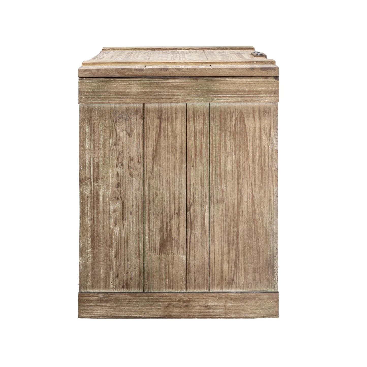 Household Essentials Antiqued Decorative Trunk, Large, Chinese Fir Panel and MDF, Smooth Backing and Metal Hinge Accent, Flat Top and Stay-Open Lid