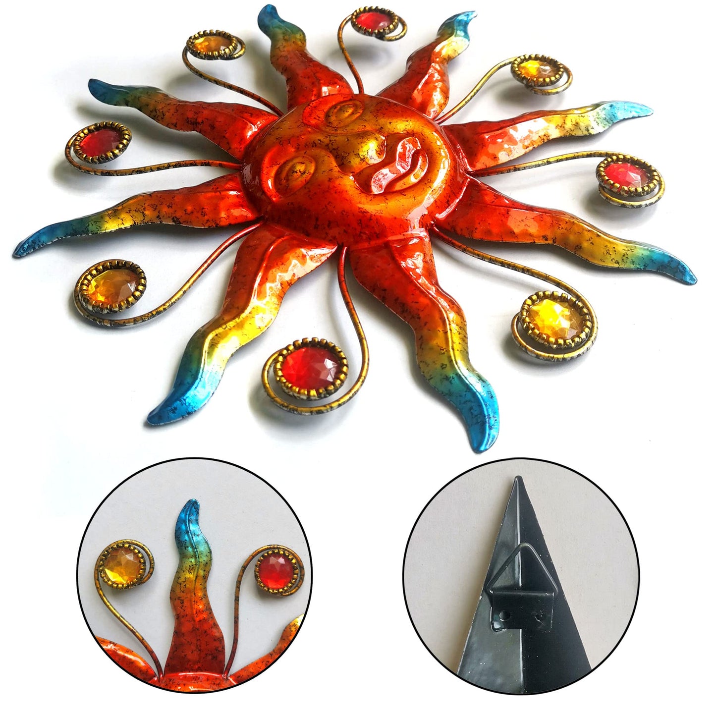 VividLadybug Celestial Wall Decoration Sculpture, Metal Wall Sculpture, Silhouette Wall Decoration, Metal Sun Moon Star Wall Art Sculpture Decoration, Set of 3