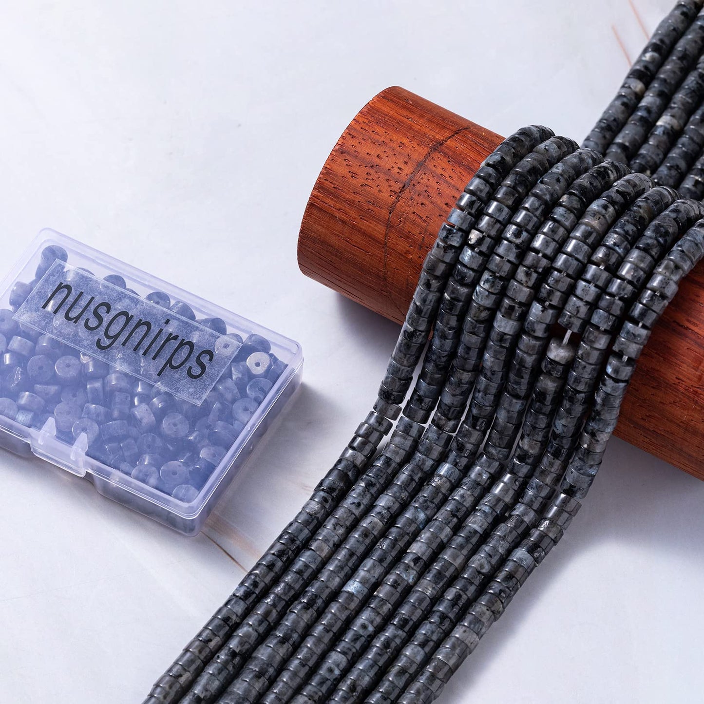 Natural Black Spectrolite Stone Spacer Beads 6x3mm 38cm/str Flat Round Loose Semi Gemstone Caps for Making Bracelets Necklace
