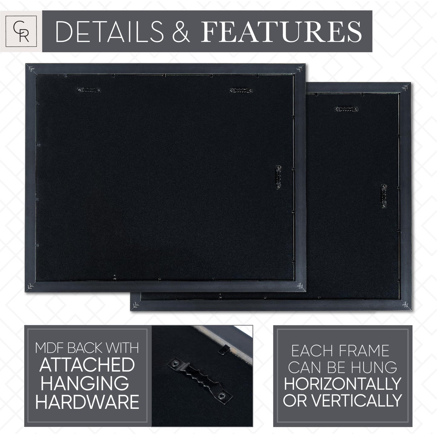 Camden Reed Mixed Gallery Wall Frame Set, (2) 16x20 Inch, (1) 11x14 Inch, and (2) 8x10 Inch, 9 Piece, Brass