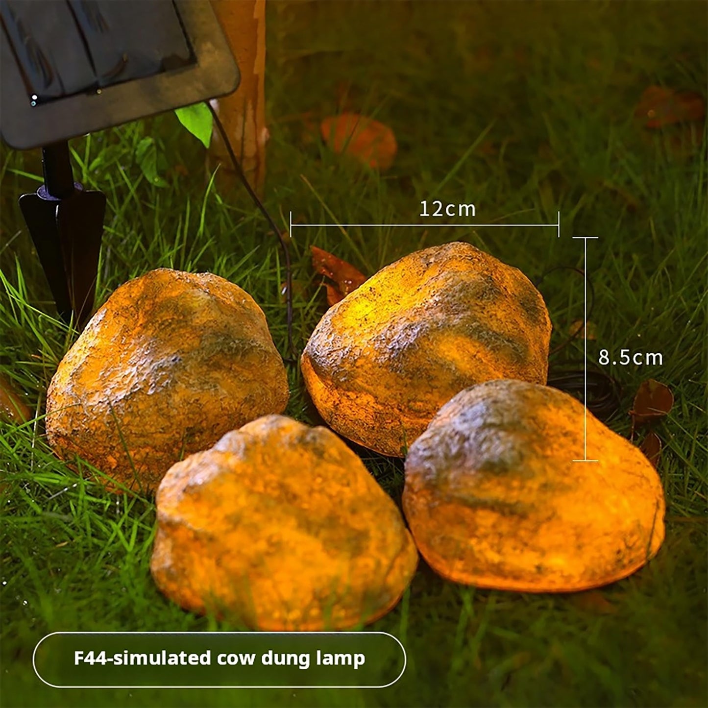 LIYAOLI Solar Rock Lights 4-Pack | Auto-Dimming & 8H Runtime | IP44 Waterproof Landscape Lighting for Garden/Pathway/Lawn Outdoor Decorative (Natural Stone Texture)