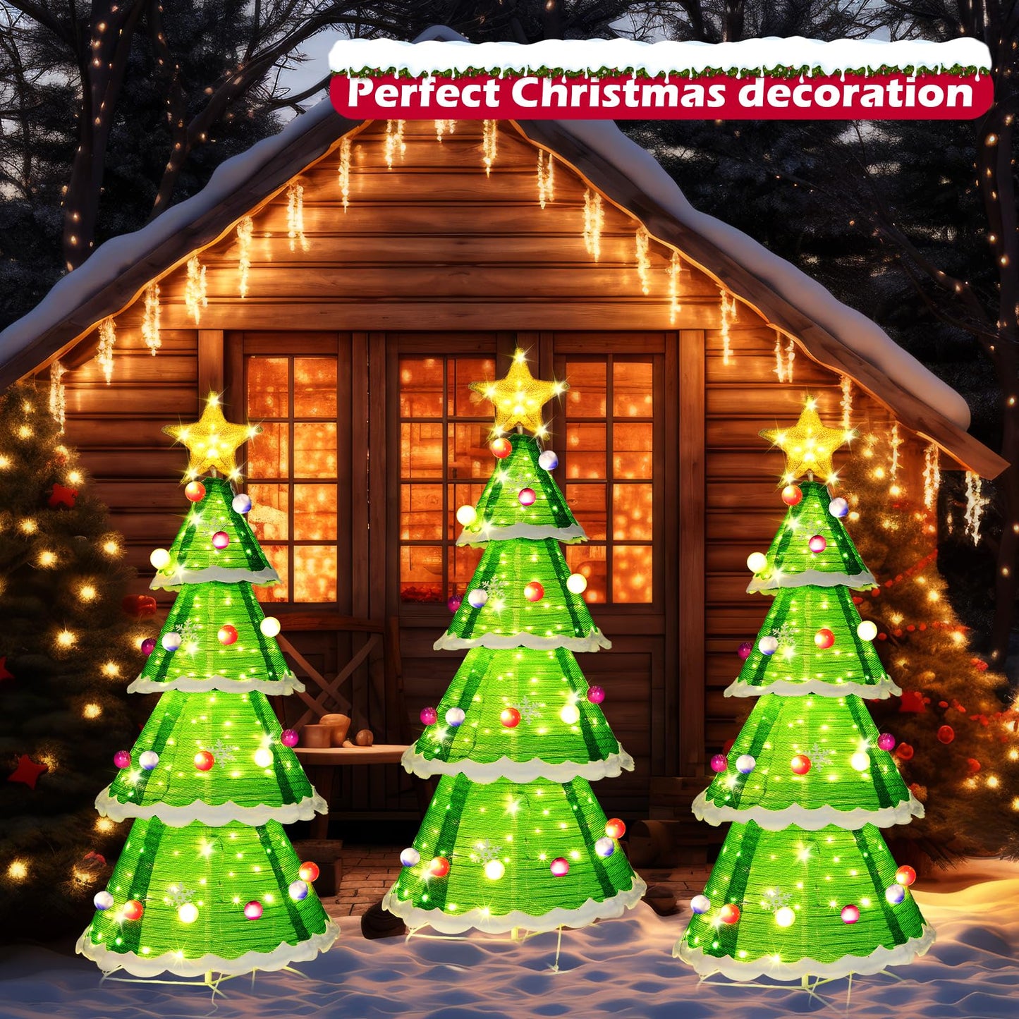 Tujoe 6.5ft Christmas Tree Pop up Indoor Outdoor, 230 LED Lights Holiday Decor with Stakes & Collapsible Holiday Christmas Decoration for Home, Yard, Lawn, Party