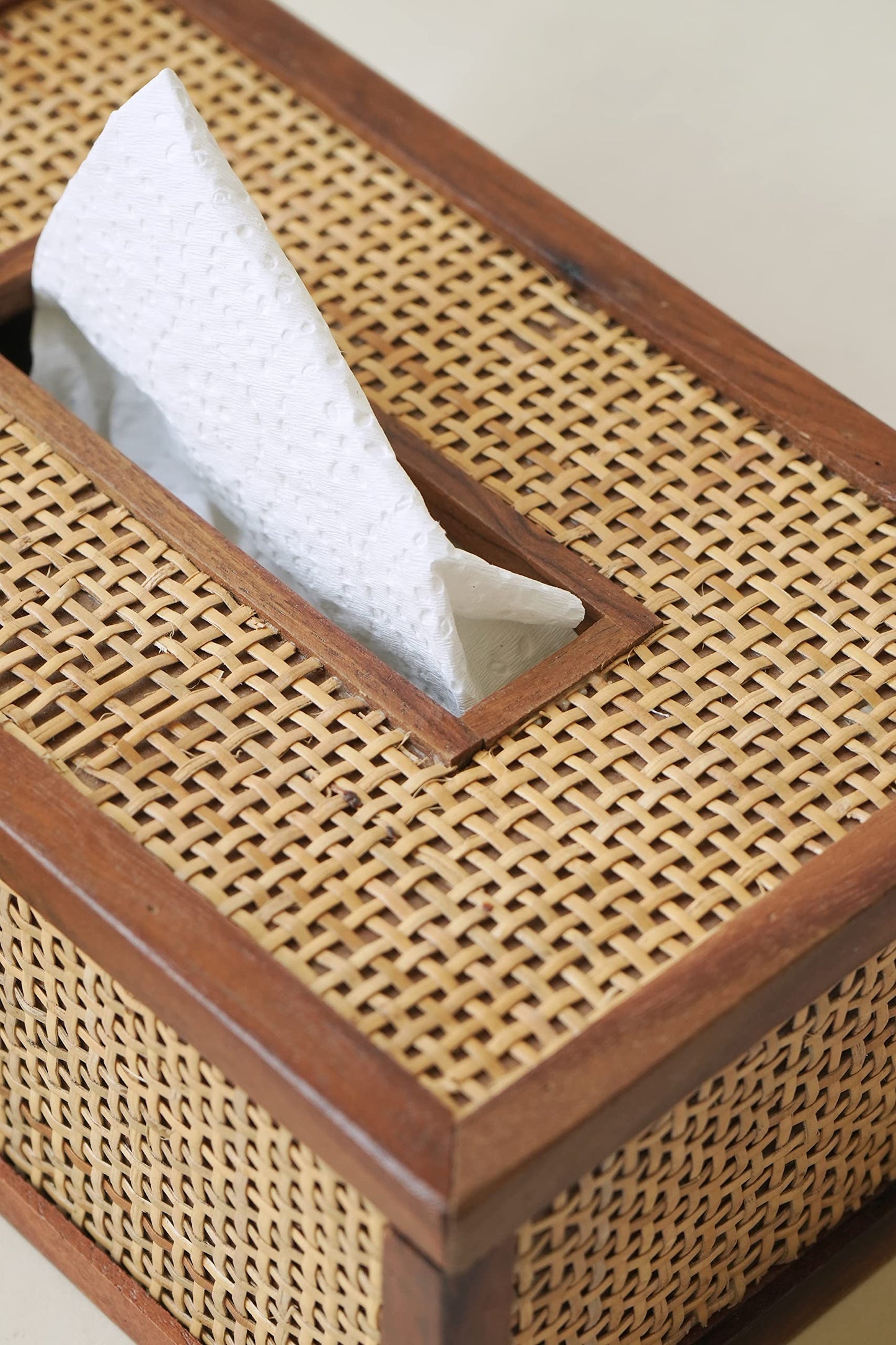 Wooden Tissue Box, Hand Crafted, Holds Standard Tissue Size, Natural Finish Rustic Farmhouse Tissue Box - Brown Tissue Holder Easy to Refill by Slide Bottom - 5” x 9“ x 3"