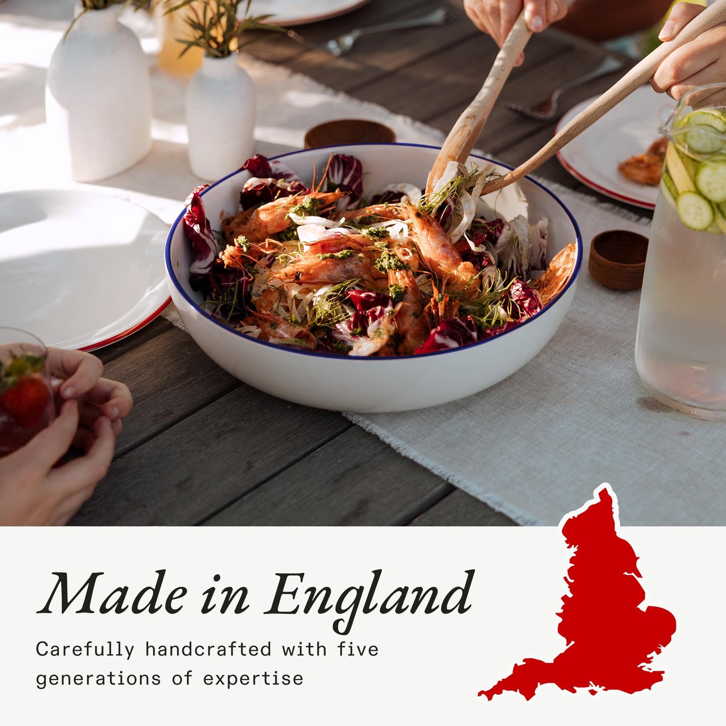 Made In Cookware | Serving Bowl | White With Navy Rim | Porcelain | Crafted in England