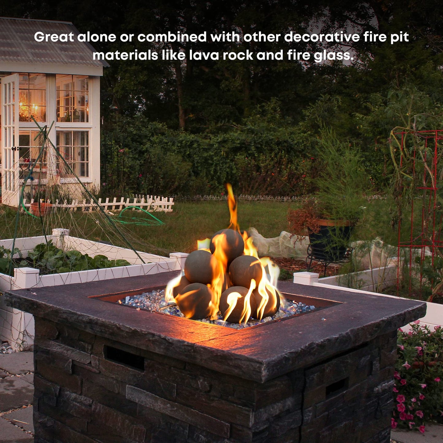 Stanbroil Ceramic Balls - 4” Round Fire Stones for Fire Pit Fire Bowl and Fireplace - Set of 12, Black