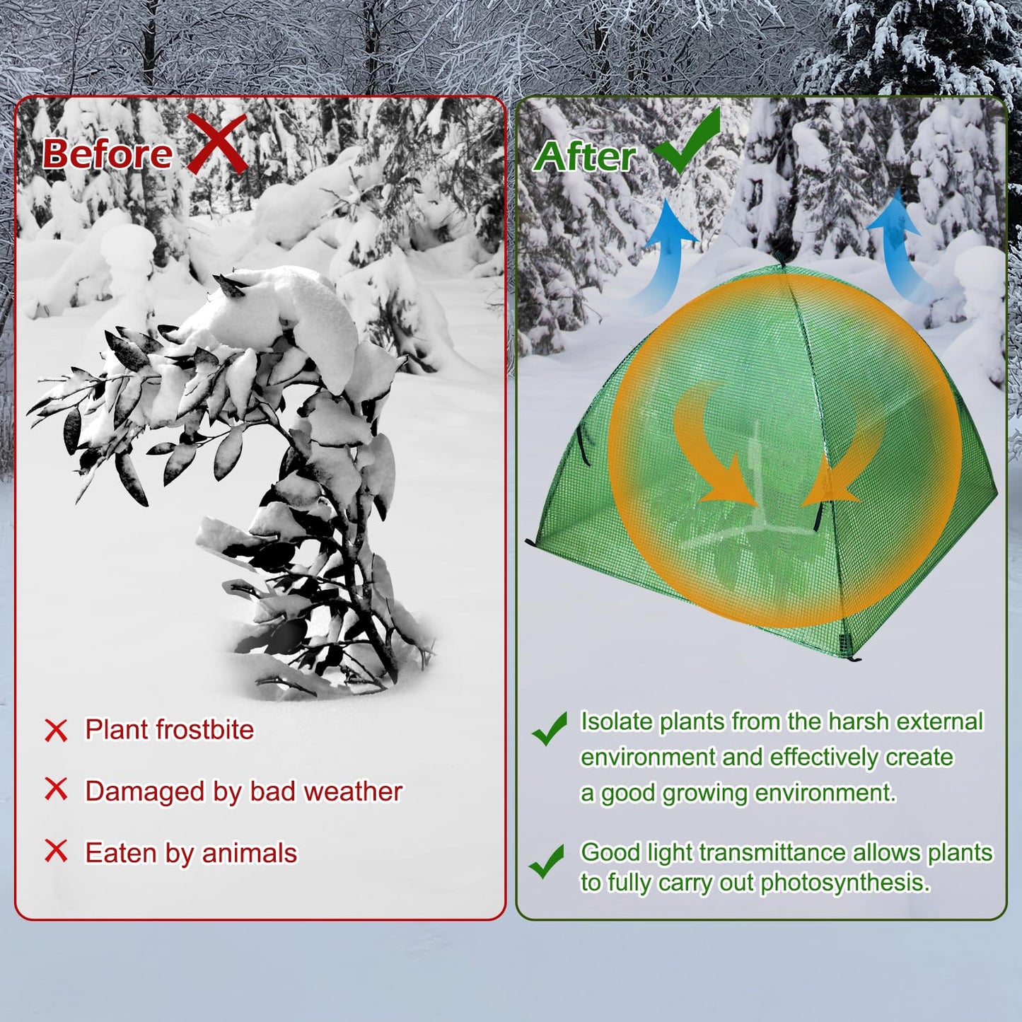 Plant Tent Outdoor Winter Shrub Cover Green Frost Tents Plant Covers Freeze Protection Tent Waterproof Plant Frost Protector Plant Guard Cover to Protect Plants Vegetable from Animals, 37X37X27Inch