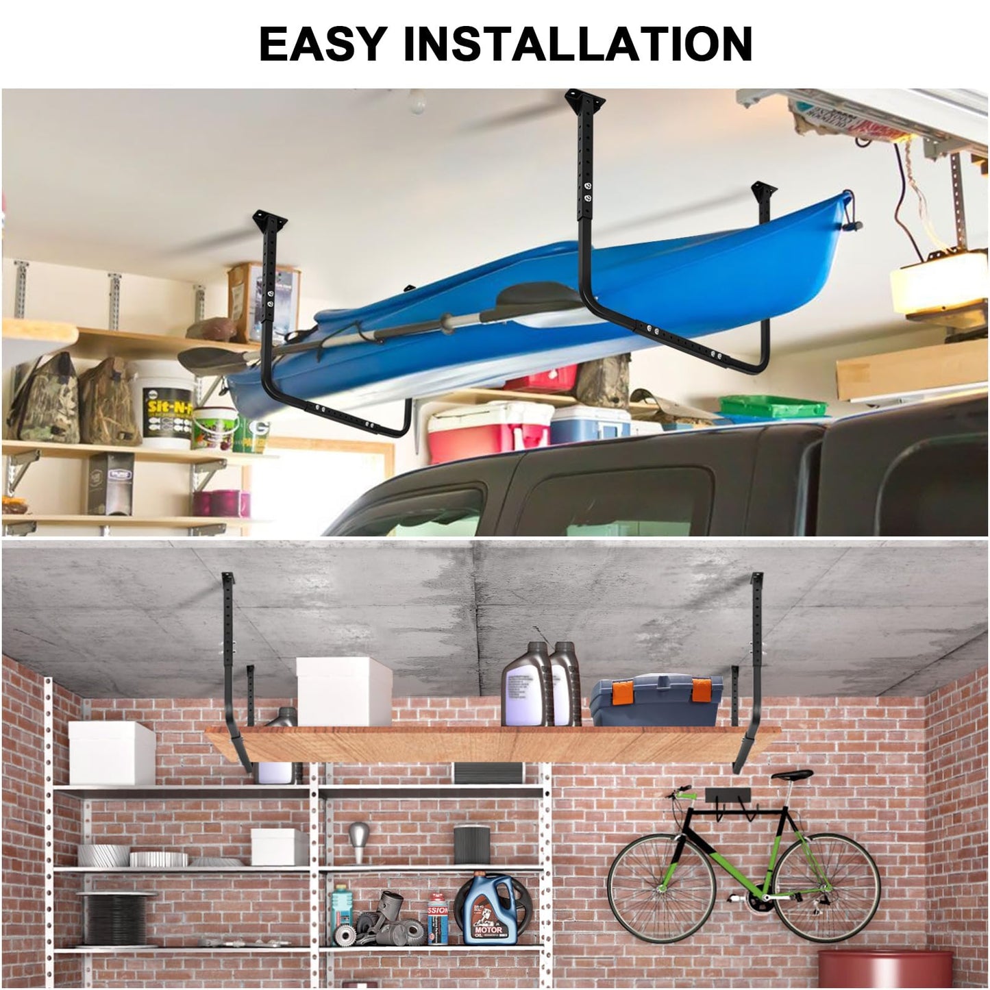 Colinktool Adjustable Ceiling Storage Racks, Overhead Storage Bracket, Heavy-Duty Shelves, 33 in. x 34 in, 200lbs Weight Capacity for Garage