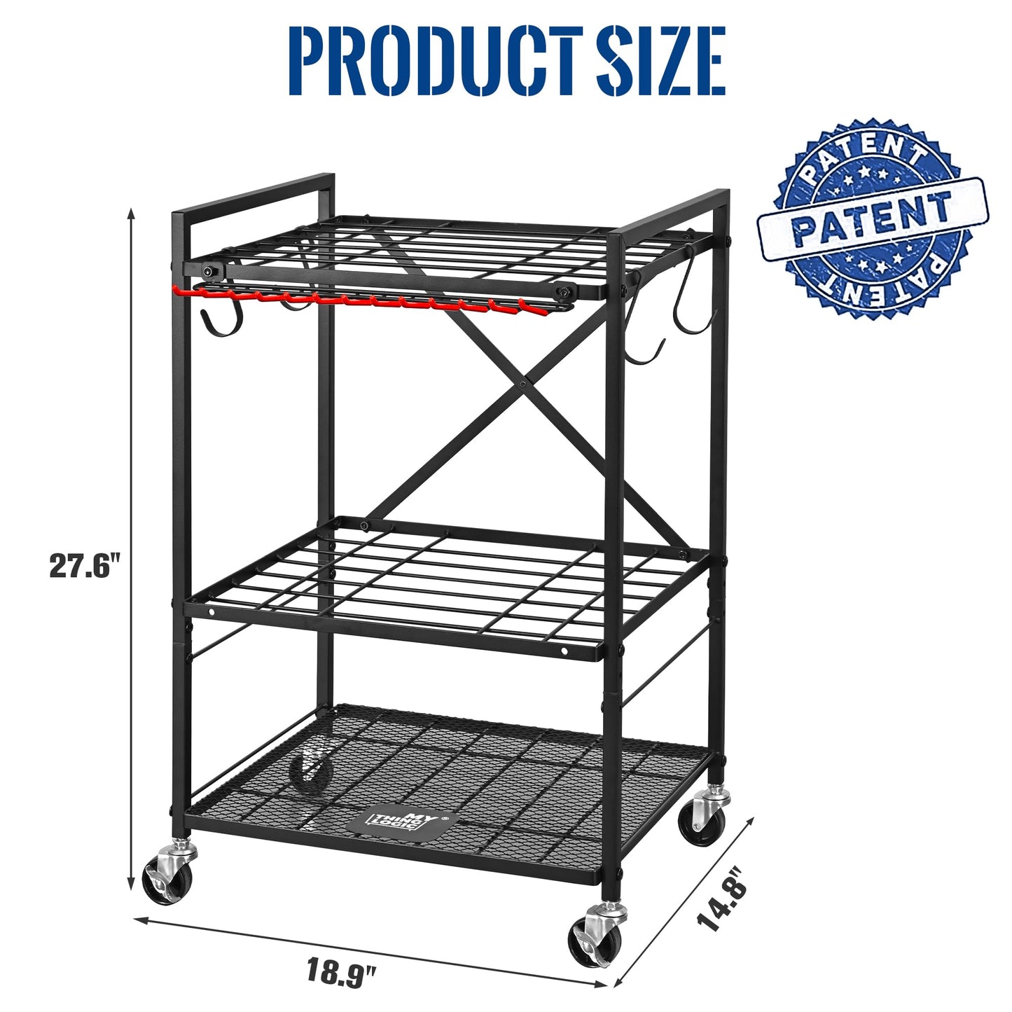 Mythinglogic Garden Tool Organizer for Garage, Yard Tool Rack with Wheels, Garage Organizers and Storage Holder for Yard Tools (Small Tower)