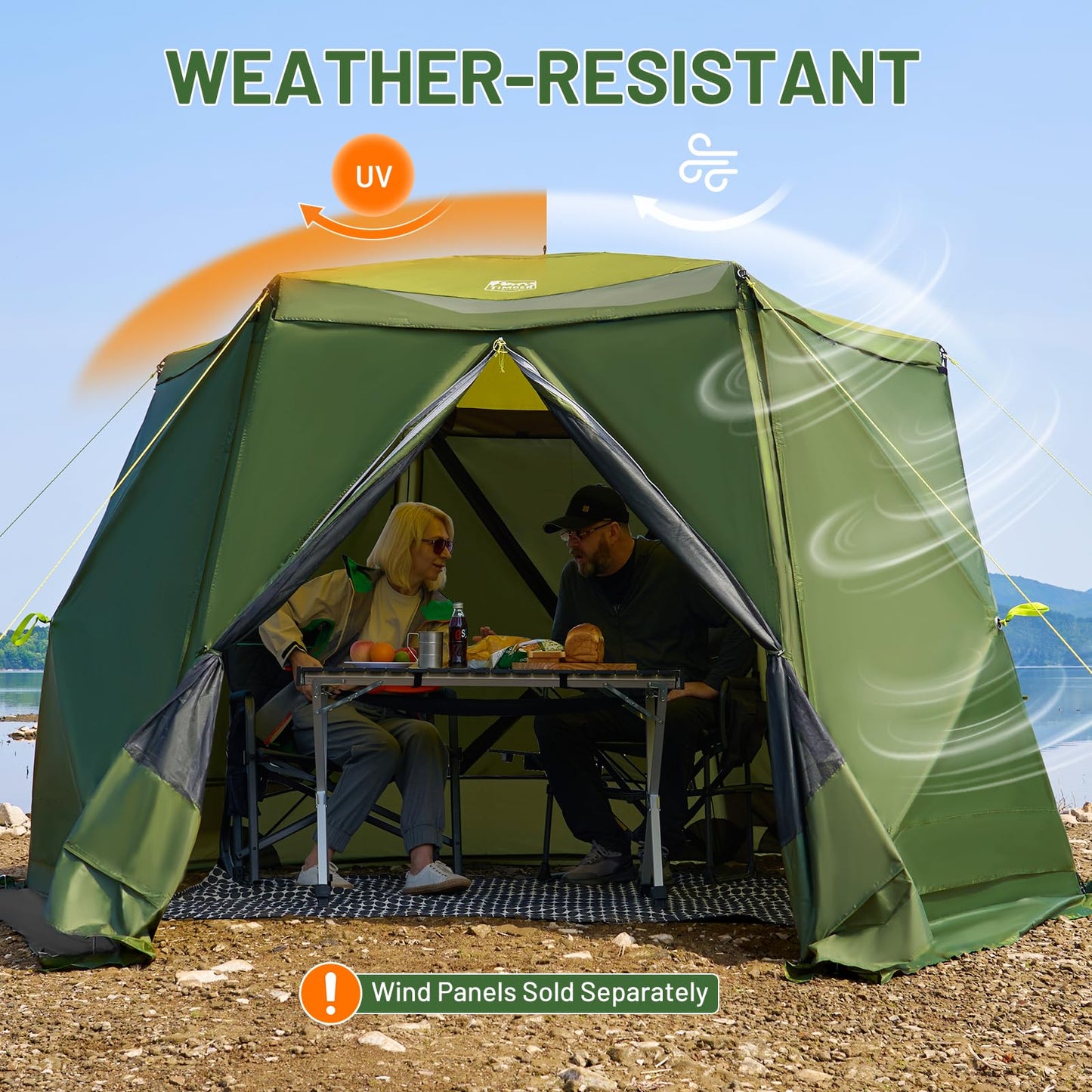 Timber Ridge Easy Pop Up Gazebo Canopy Tent for Camping, 11.5 X 9.8 Ft Portable Instant Screenhouse, Pop Up Screened in Canopy with Netting for Backyard, Patio, Outdoor, Tailgating, Picnics, Green