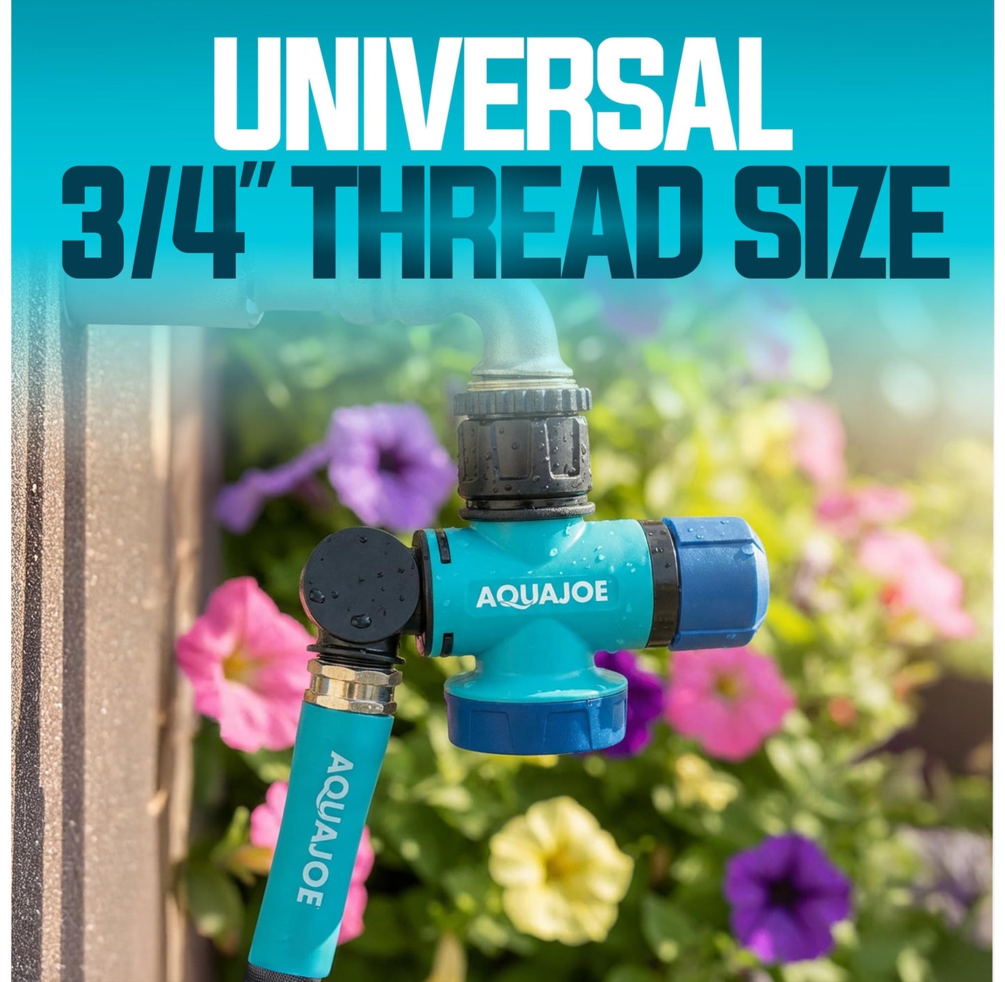 Aqua Joe SJI-MFGA1 Multi-Function Outdoor Water-Tap Connector, 180-Degree Pivoting Hose Connector with 360-Degree Rotating Tap Connector